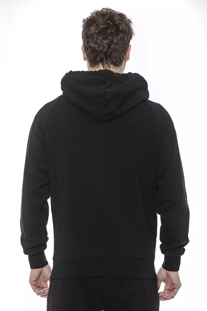 Tond Black Cotton Men Sweater with Hood