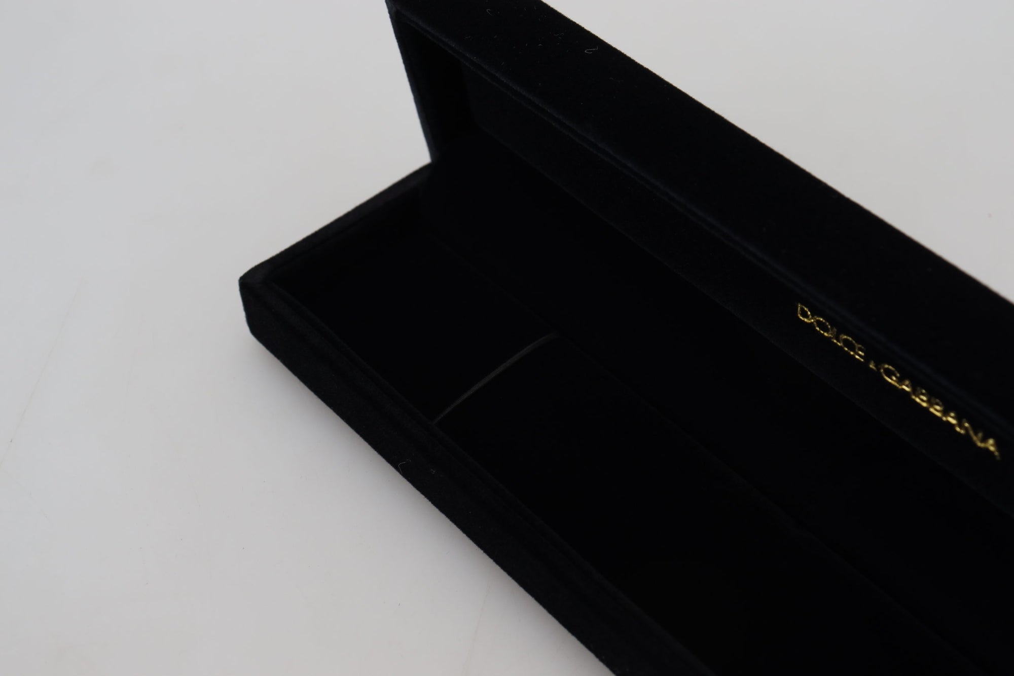 Dolce & Gabbana Black Velvet Logo Plaque Storage Bracelet Jewelry Box - Maison Luxe