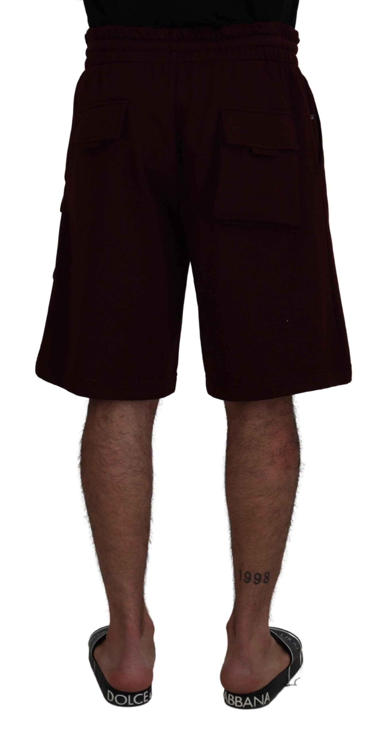 Dolce & Gabbana Maroon Bermuda Cargo Men Shorts