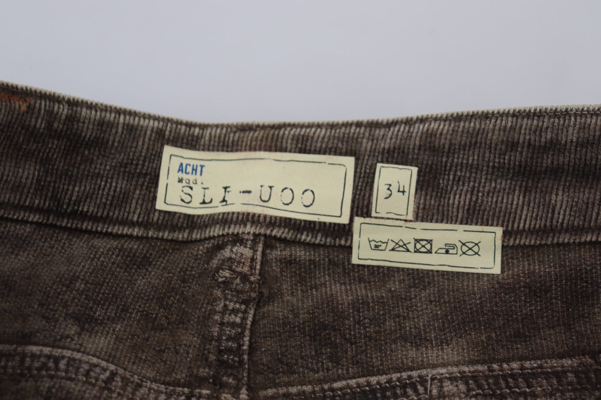 Acht Gray Washed Cotton Corduroy Slim Fit Men Jeans