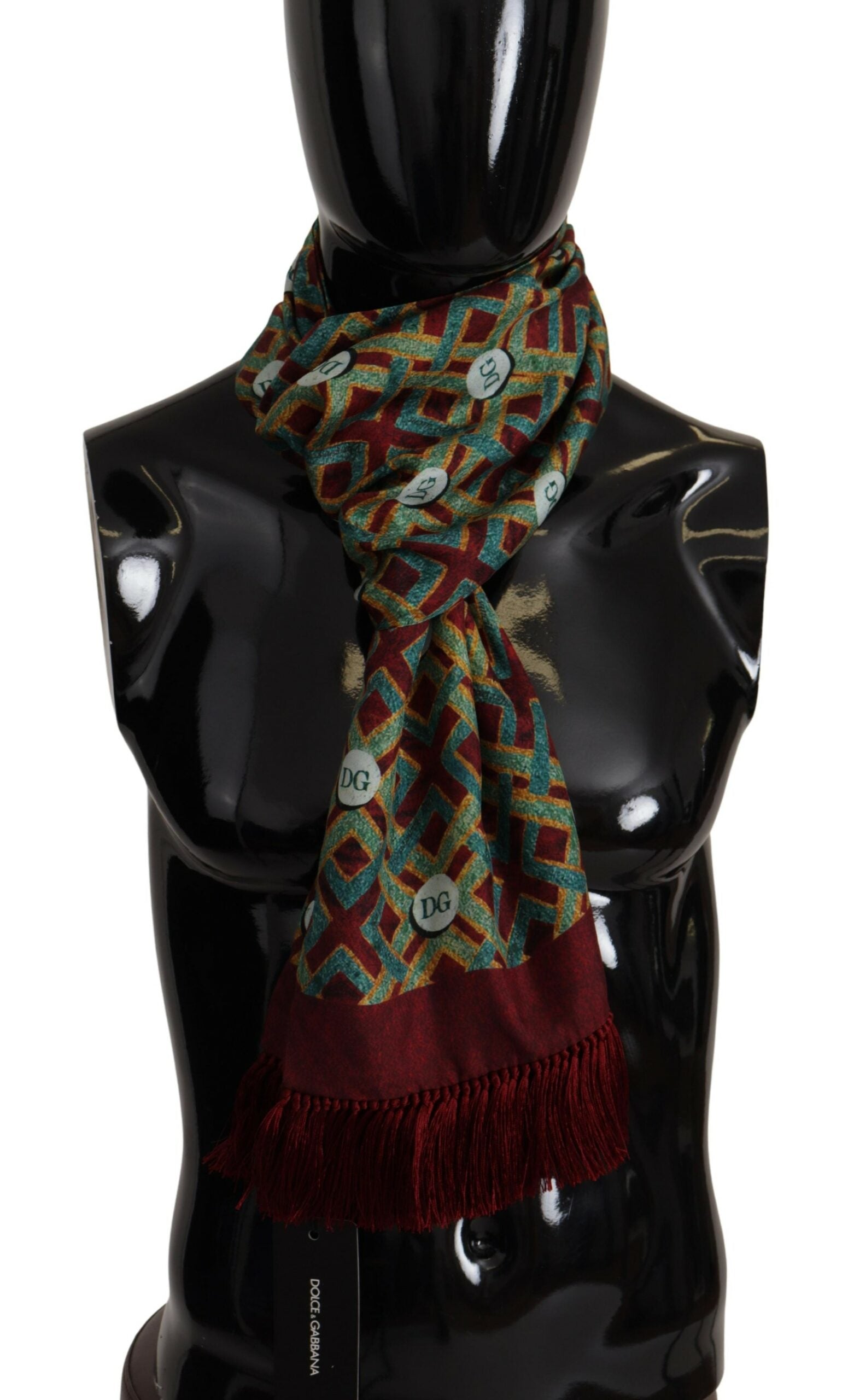 Dolce & Gabbana Multicolor DG Logo Shawl Warm Neck Wrap Fringe Scarf - Maison Luxe