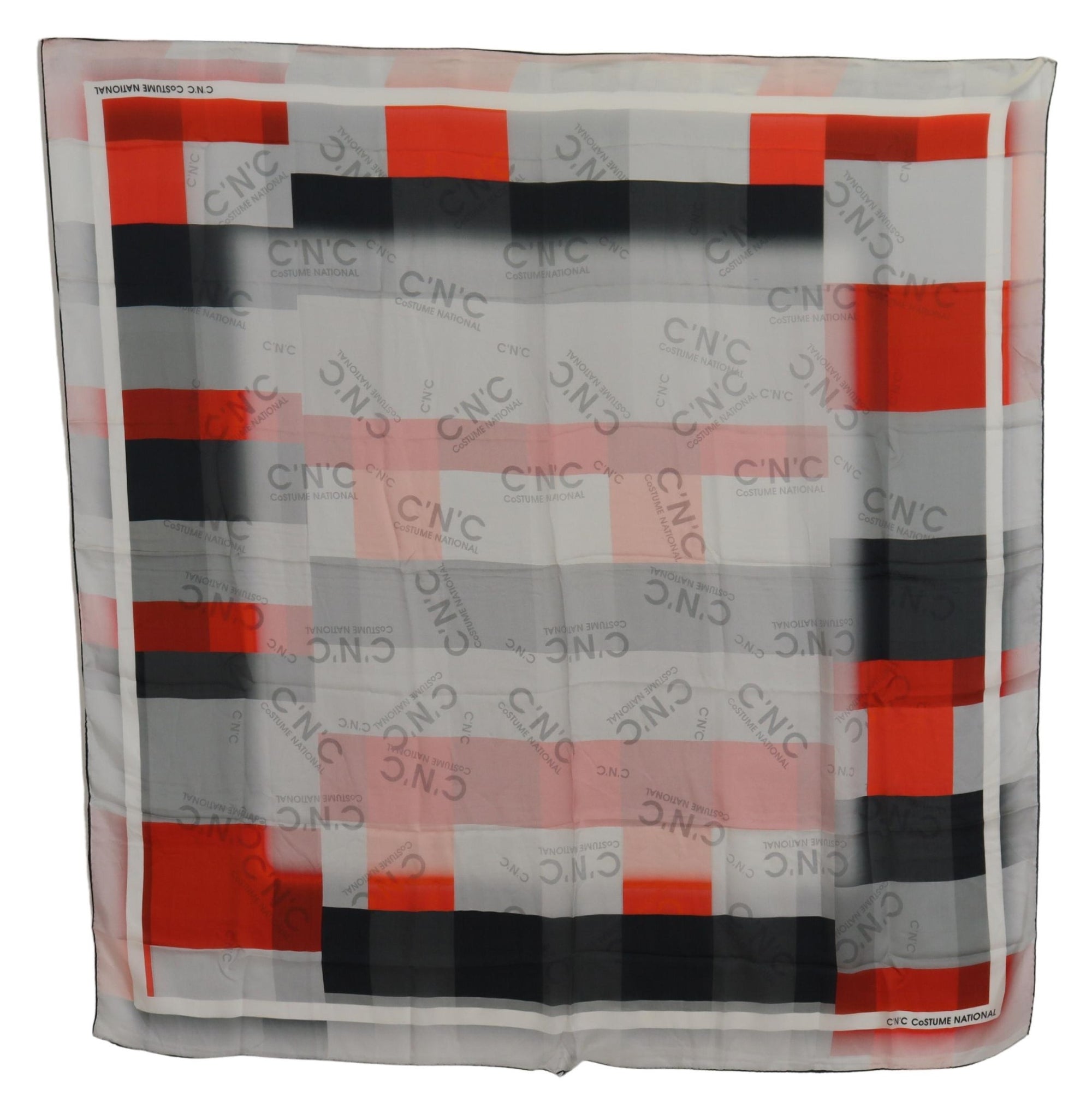 Costume National Gray Red Shawl Foulard Wrap Scarf - Maison Luxe