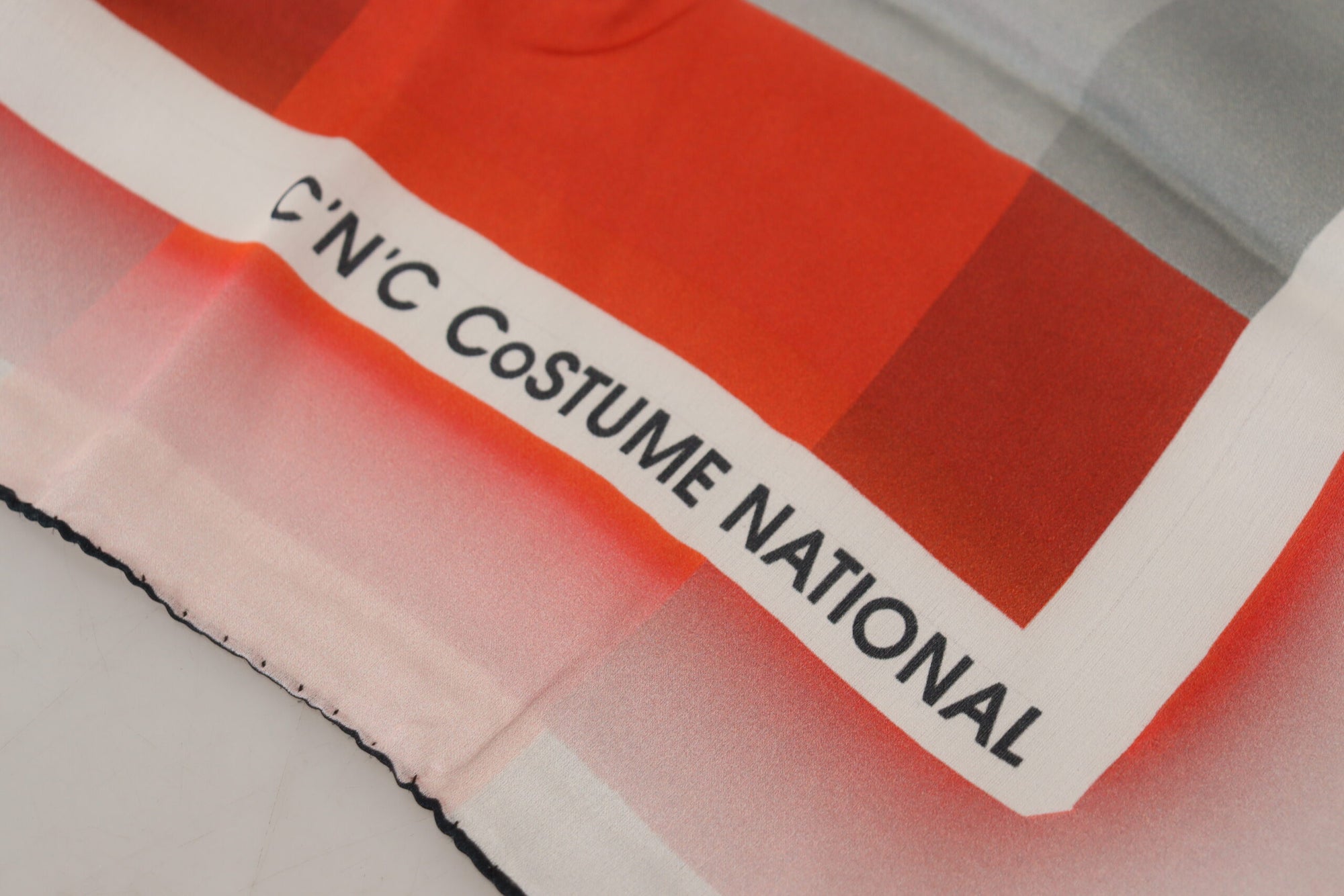 Costume National Gray Red Shawl Foulard Wrap Scarf - Maison Luxe