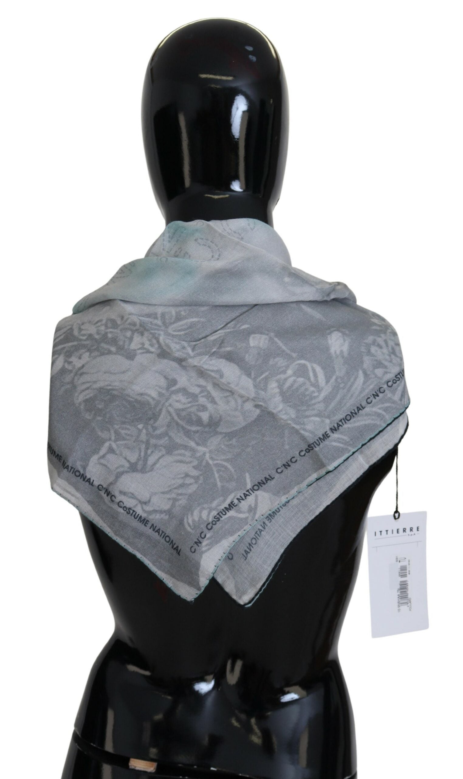 Costume National Gray Print Shawl Foulard Branded Scarf - Maison Luxe