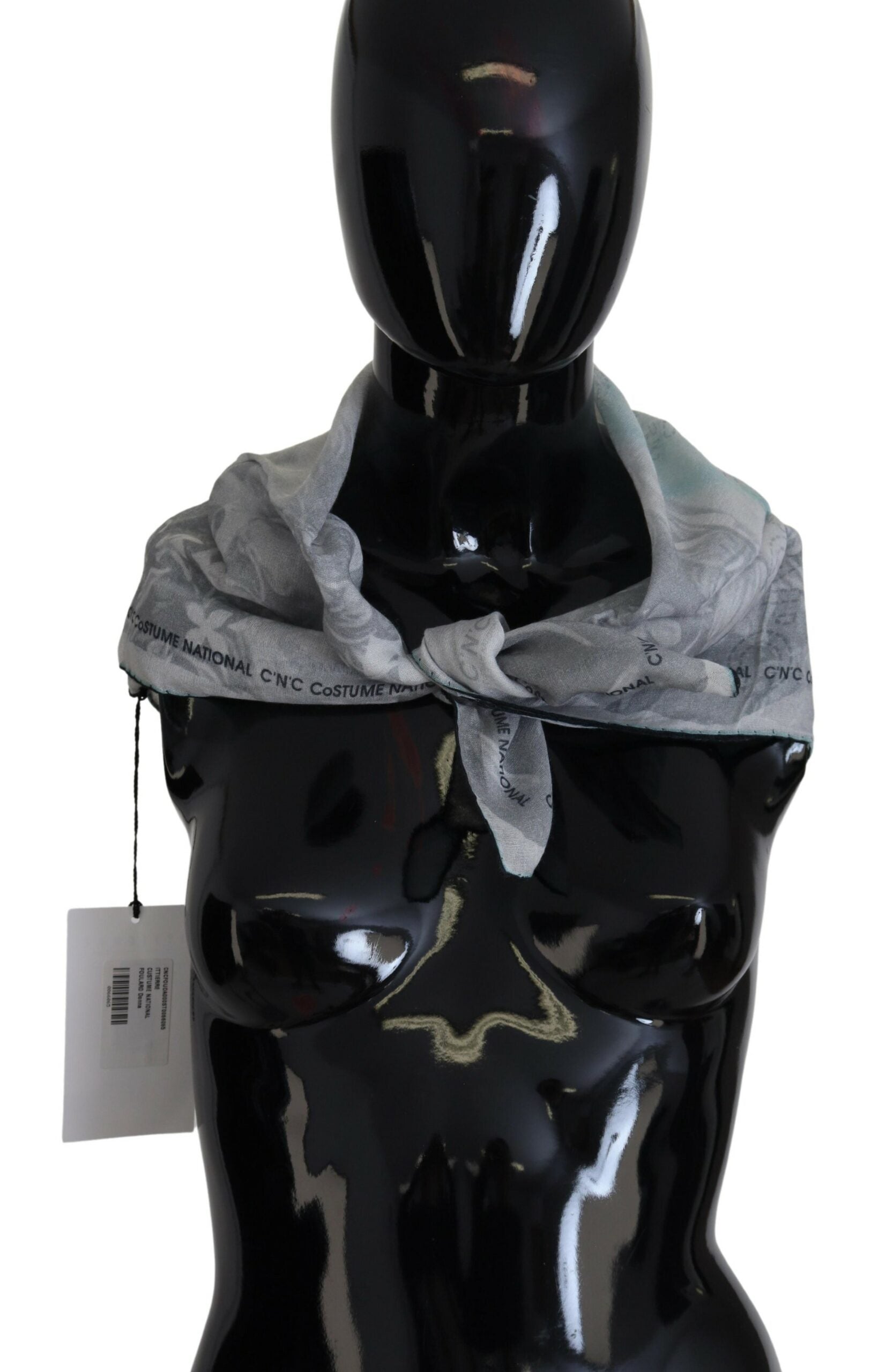 Costume National Gray Print Shawl Foulard Branded Scarf - Maison Luxe