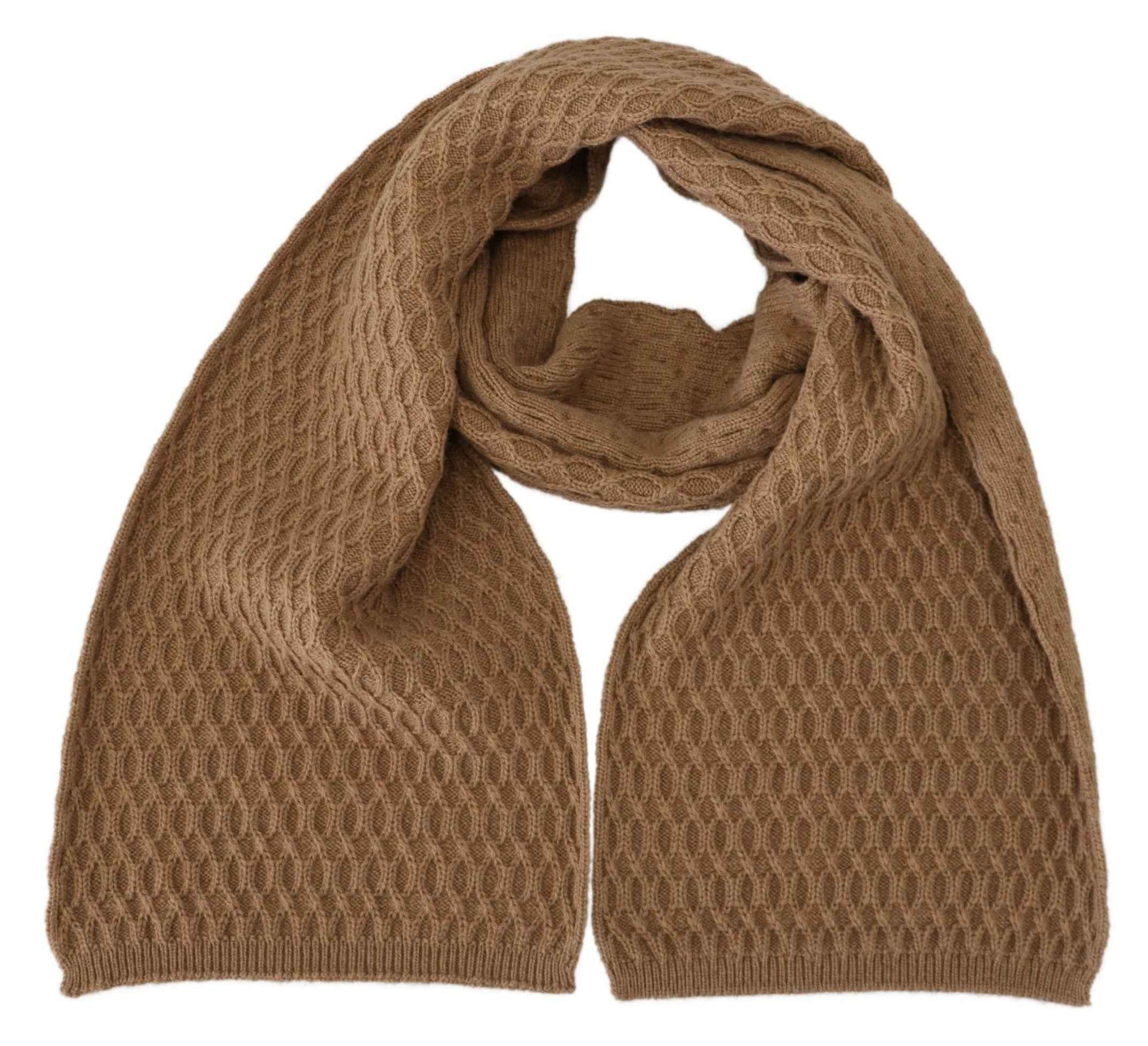 Dolce & Gabbana Dark Brown Wrap Shawl Knitted Camel Scarf