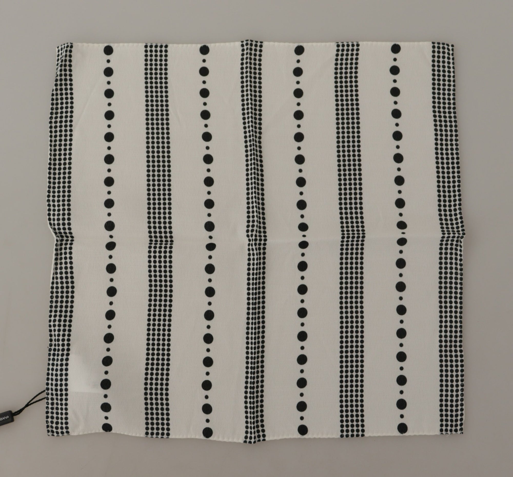 Dolce & Gabbana White Dotted Stripes Square Handkerchief Viscose Scarf - Maison Luxe