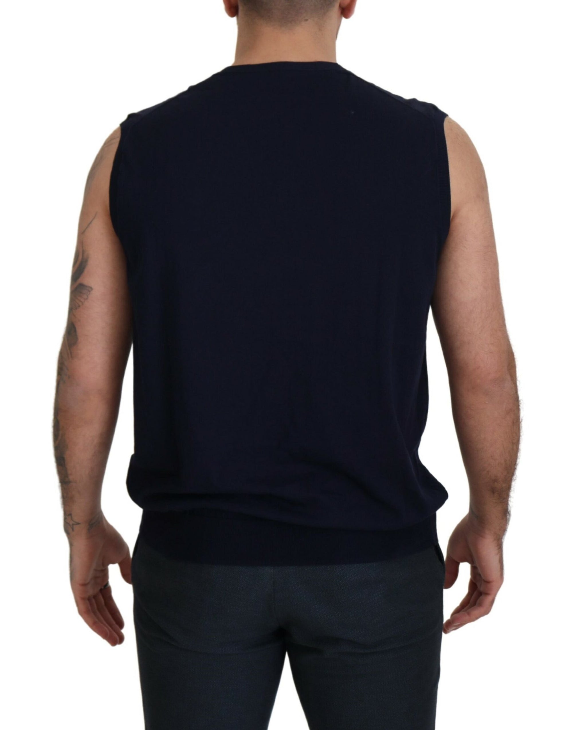 Paolo Pecora Milano Black Cotton V-neck Sleeveless Tank T-shirt