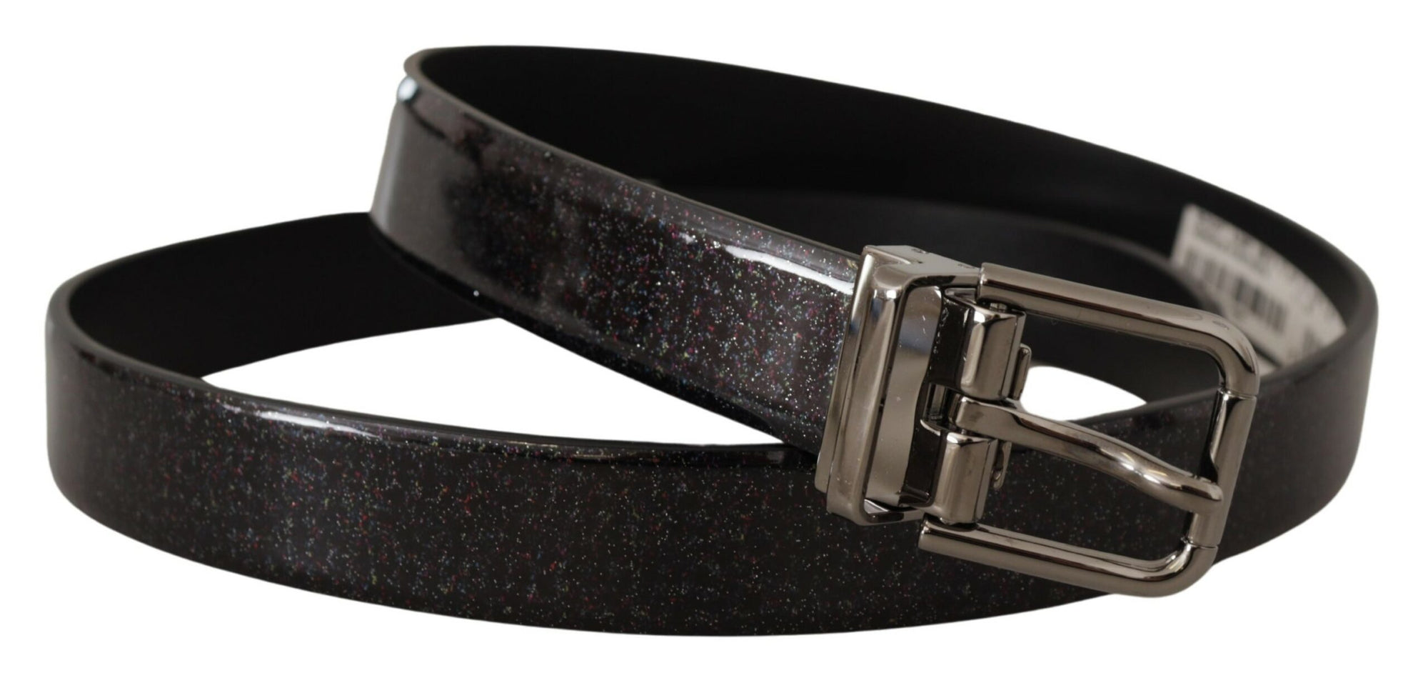 Dolce & Gabbana Black Vernice Puntinata Leather Silver Tone Metal Belt - Maison Luxe