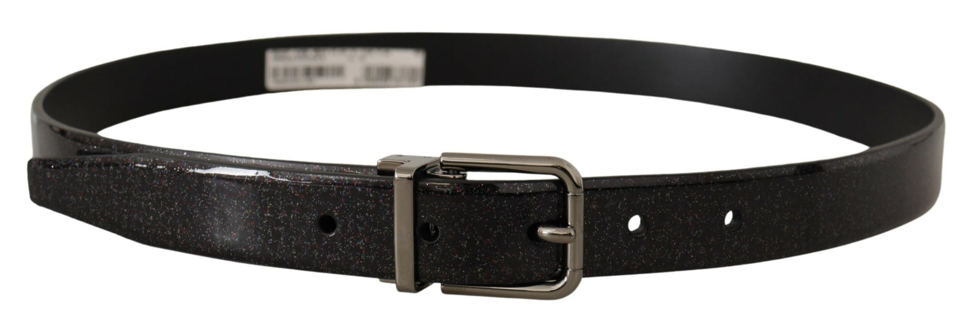Dolce & Gabbana Black Vernice Puntinata Leather Silver Tone Metal Belt - Maison Luxe