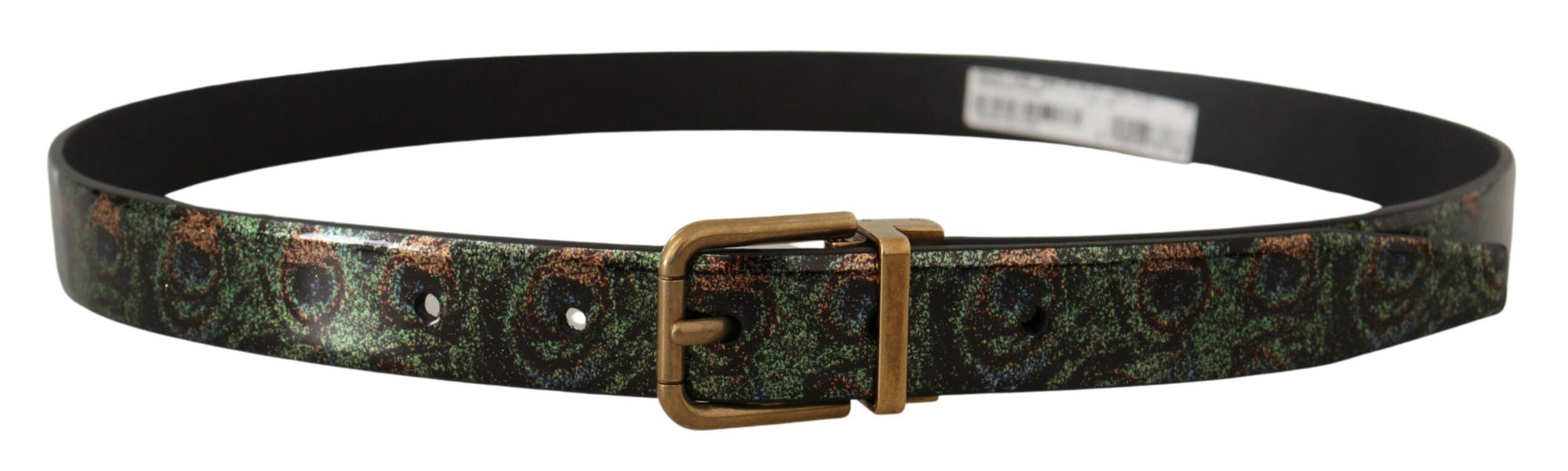 Dolce & Gabbana Multicolor Leather Vernice Pavone Bronze Metal Belt - Maison Luxe