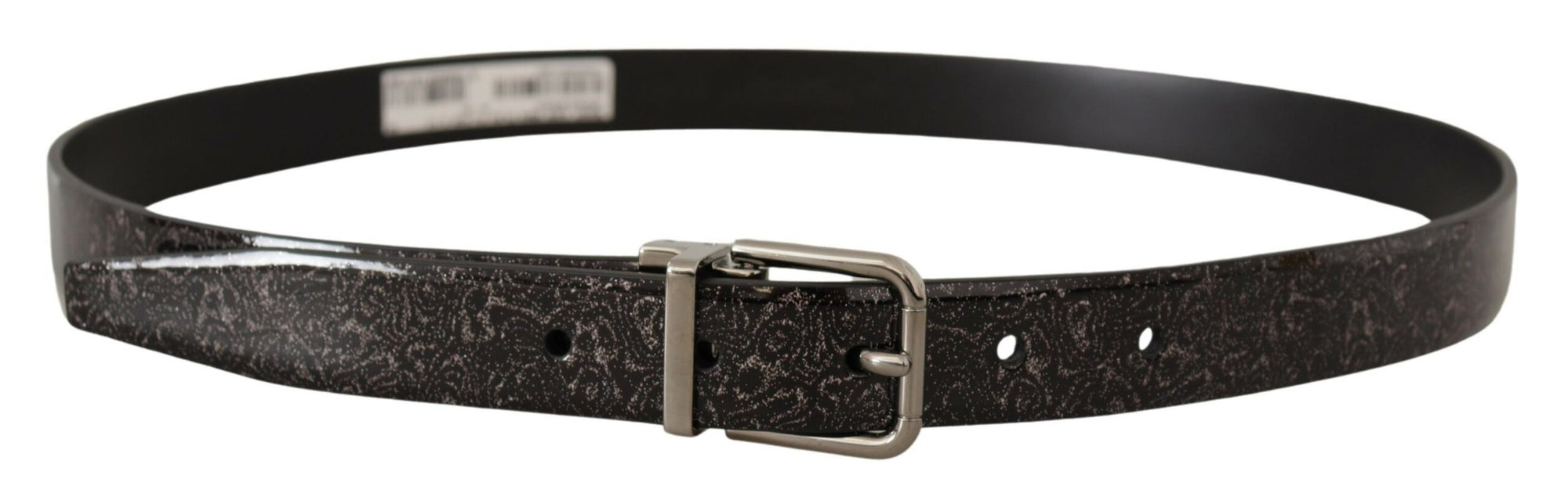 Dolce & Gabbana Black Goccia Glitter Patent Leather Buckle Vernice Belt - Maison Luxe