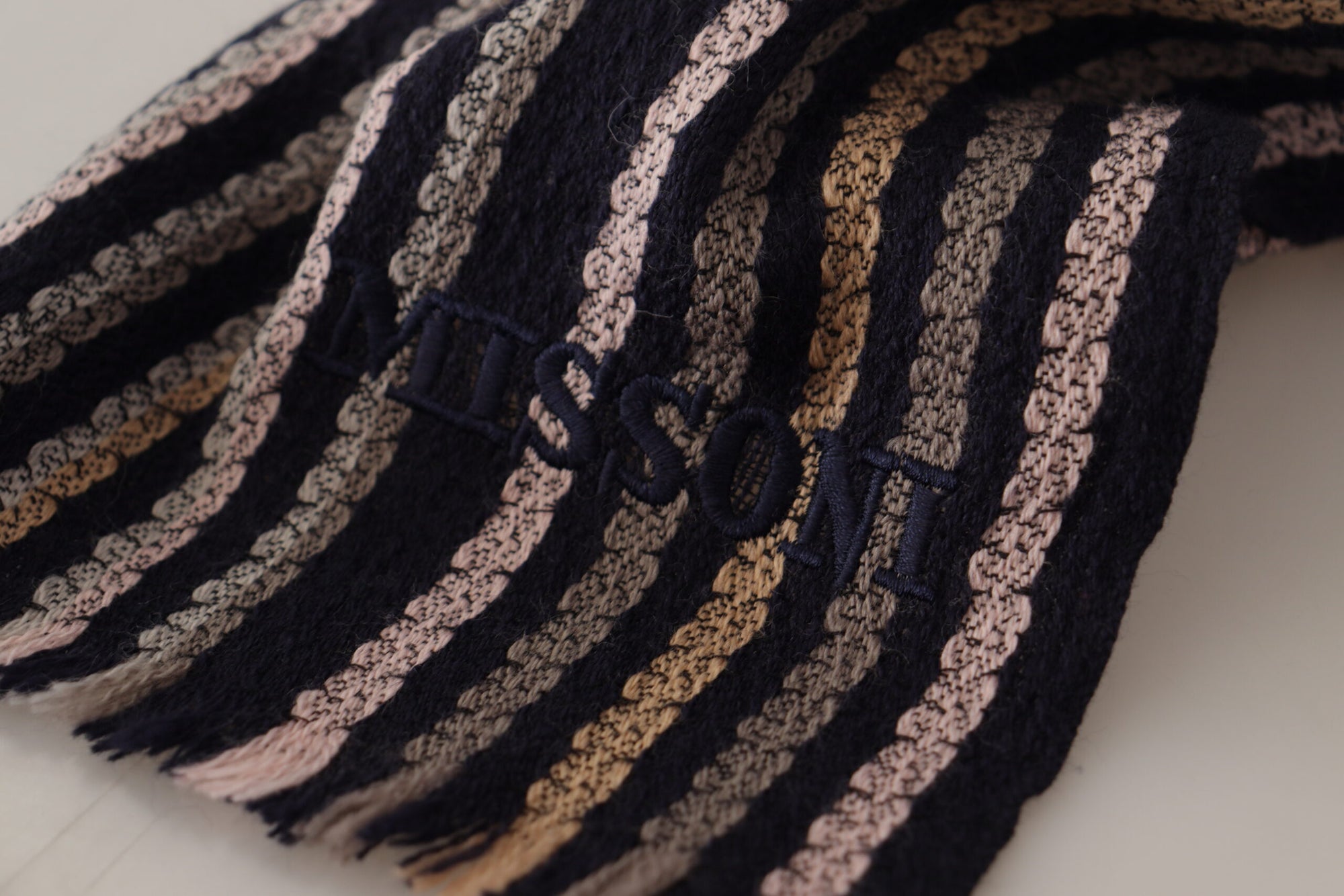 Missoni Multicolor Stripes Wool Knit Fringe Shawl Scarf - Maison Luxe