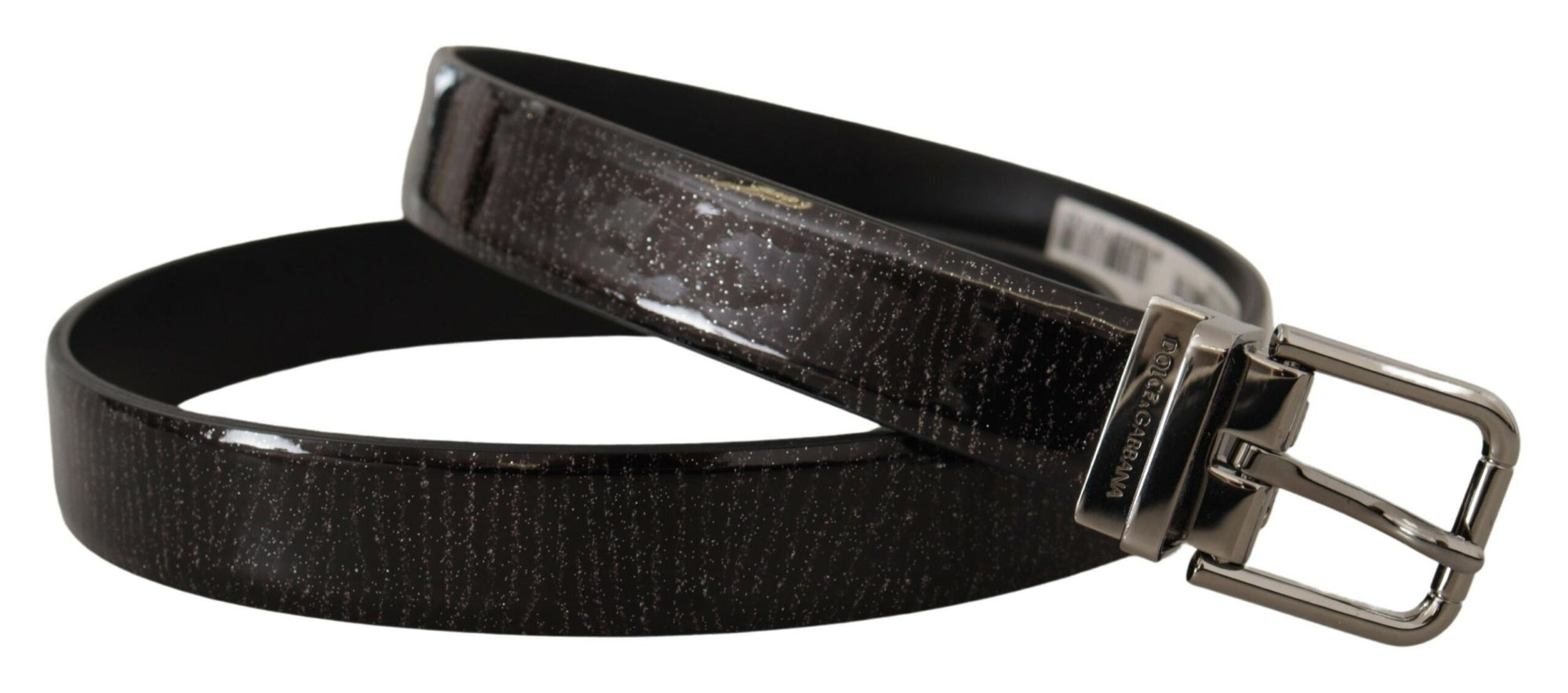 Dolce & Gabbana Black Leather Vernice Metal Buckle Belt - Maison Luxe