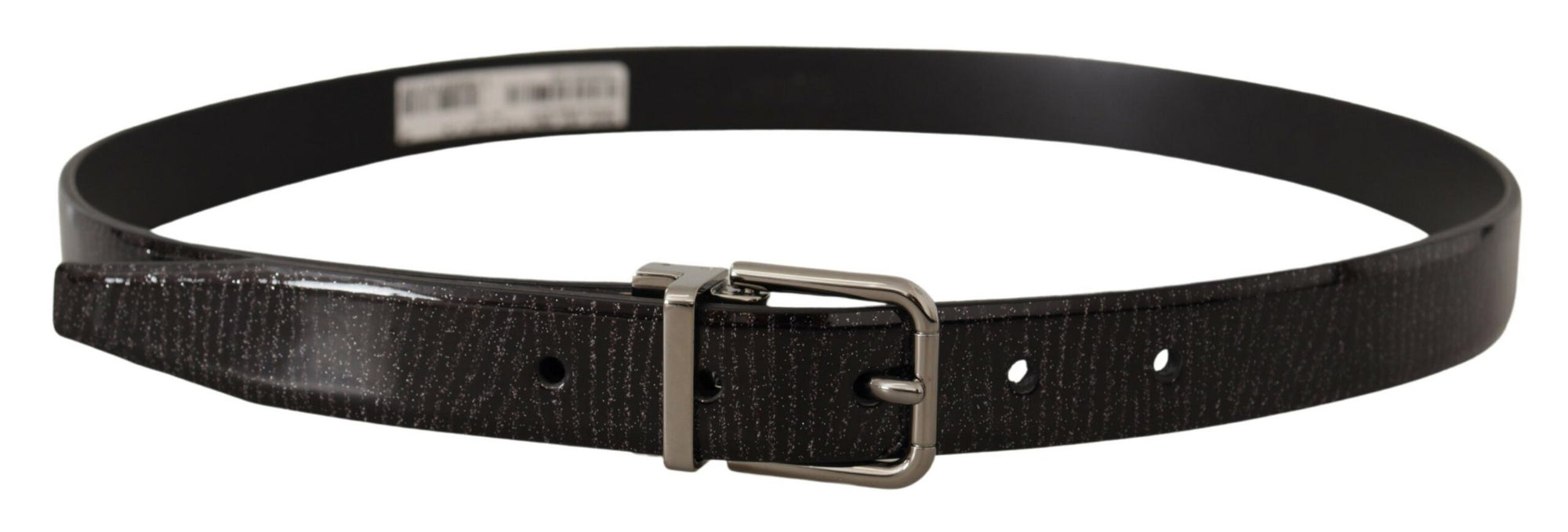 Dolce & Gabbana Black Leather Vernice Metal Buckle Belt - Maison Luxe