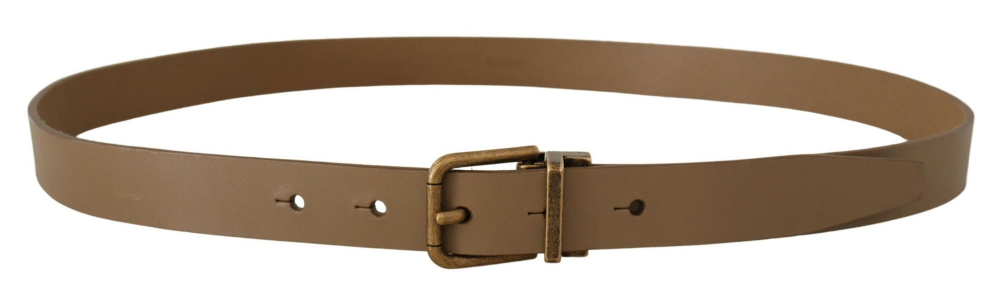 Dolce & Gabbana Brown Solid Leather Brass Buckle Classic Belt - Maison Luxe