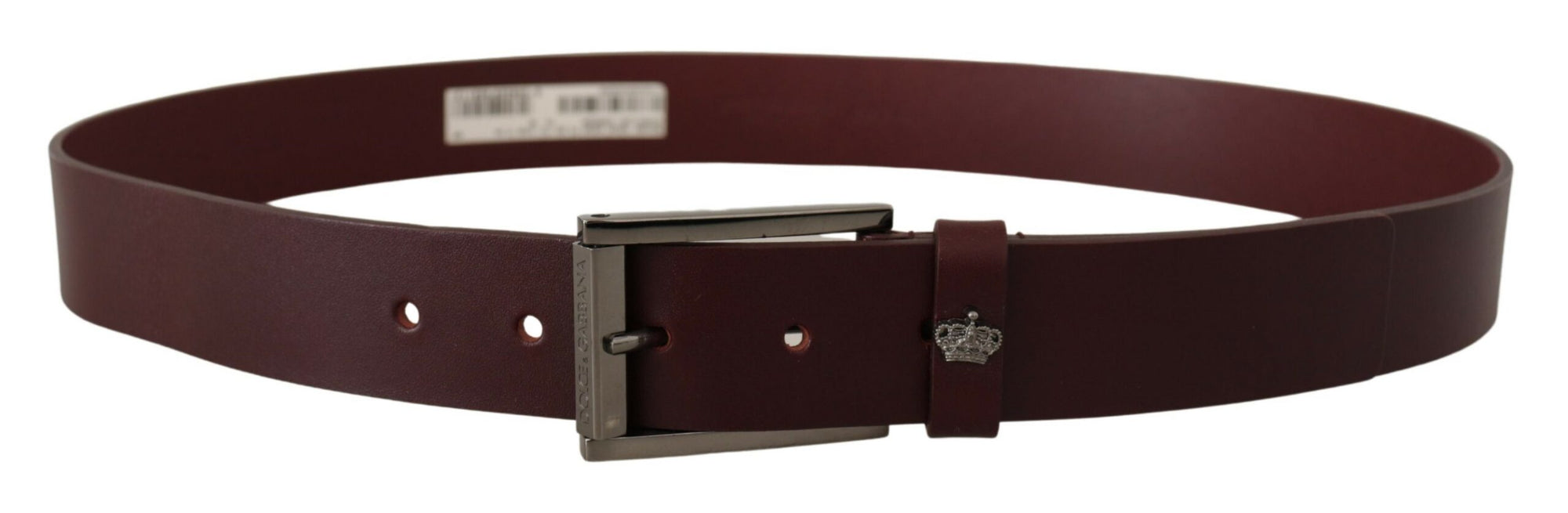 Dolce & Gabbana Brown Leather Silver Metal Crown Buckle Belt - Maison Luxe