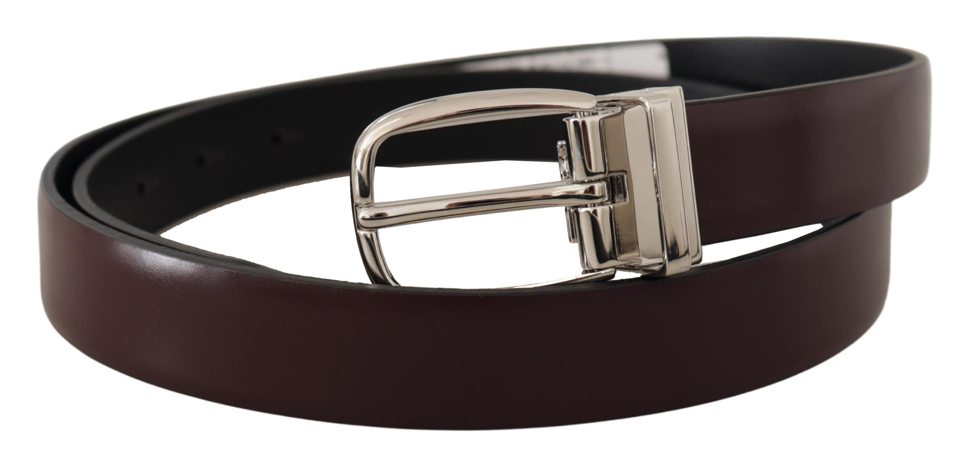 Dolce & Gabbana Solid Brown Leather Silver Metal Belt - Maison Luxe