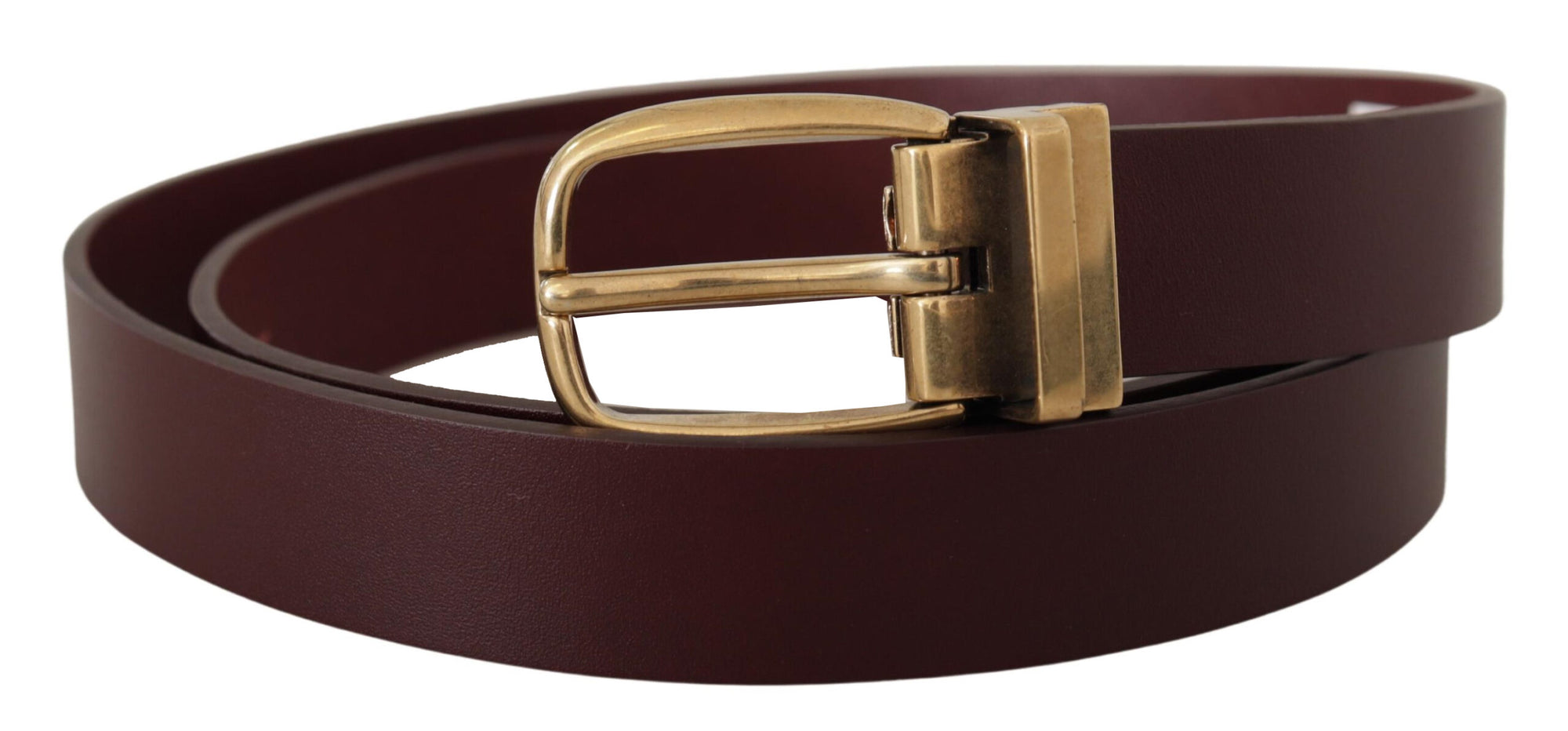 Dolce & Gabbana Brown Leather Classic Gold Metal Buckle Belt - Maison Luxe