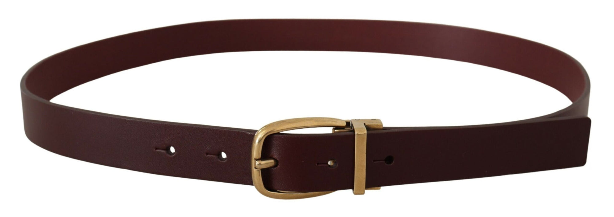 Dolce & Gabbana Brown Leather Classic Gold Metal Buckle Belt - Maison Luxe