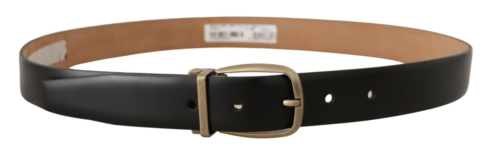 Dolce & Gabbana Black Brown Backend Leather Vintage Metal Buckle Belt - Maison Luxe