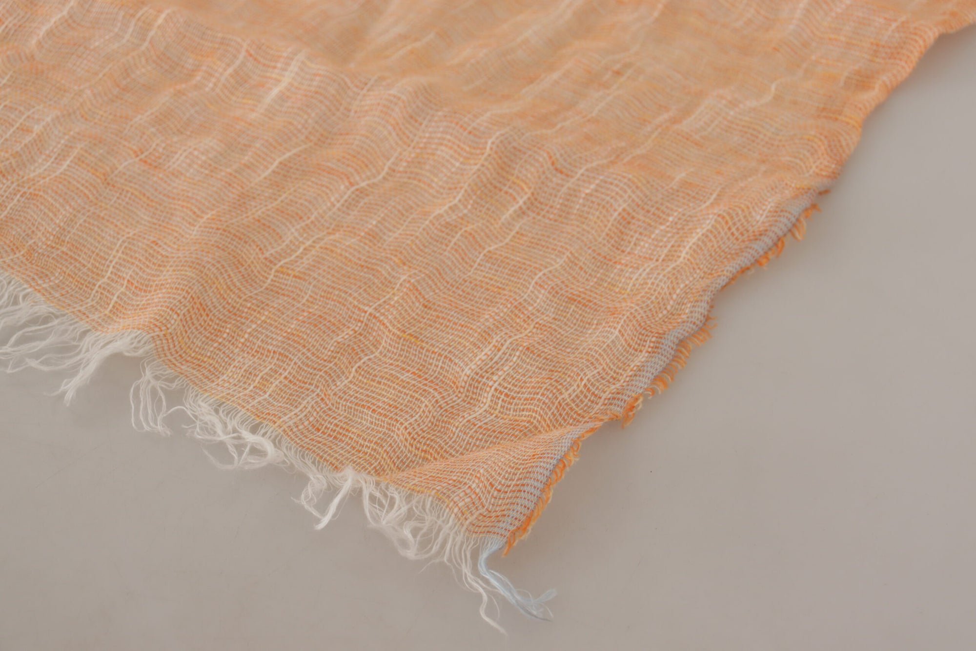 Malo Peach Linen Knitted Shawl Wrap Fringes Scarf - Maison Luxe
