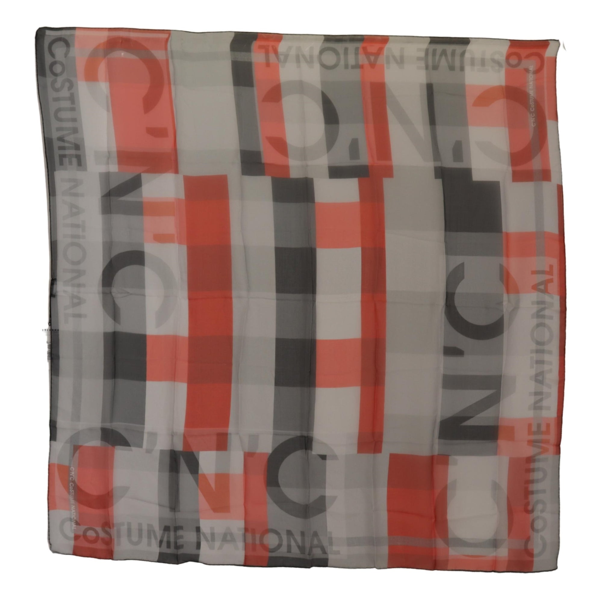 Costume National Gray Red Shawl Foulard Wrap  Scarf - Maison Luxe