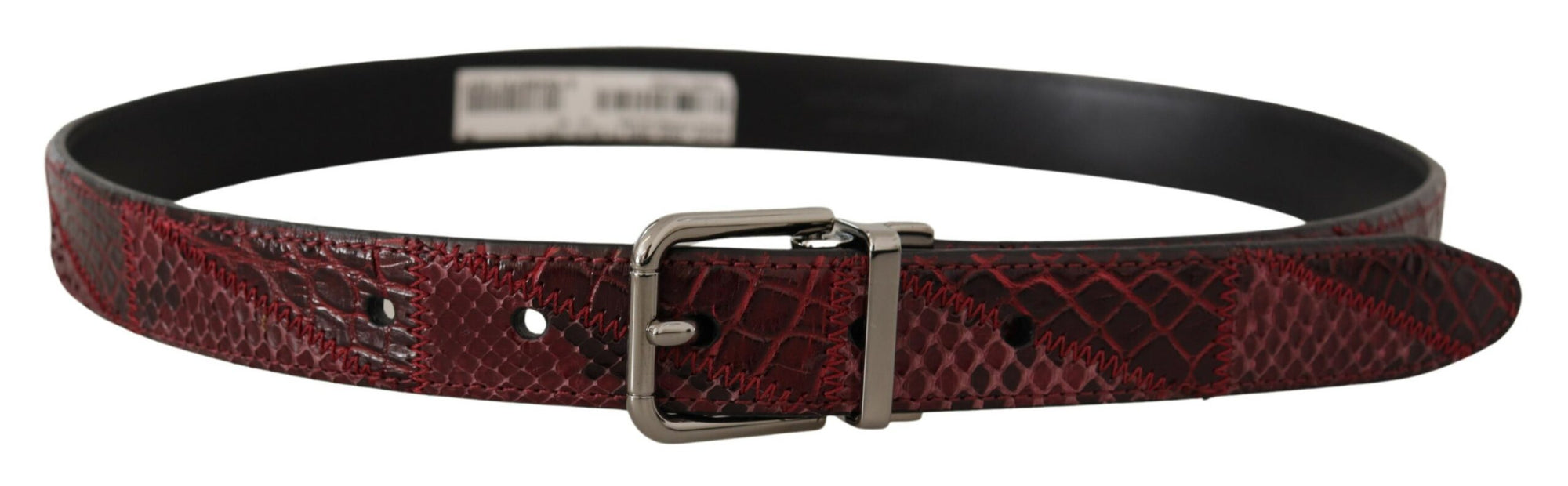 Dolce & Gabbana Red Exotic Leather Metal Logo Buckle Belt - Maison Luxe