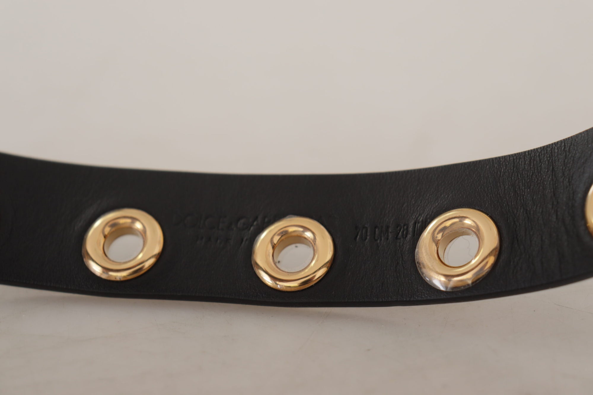 Dolce & Gabbana Black Leather Eyelet Silver Tone Metal Buckle Belt - Maison Luxe
