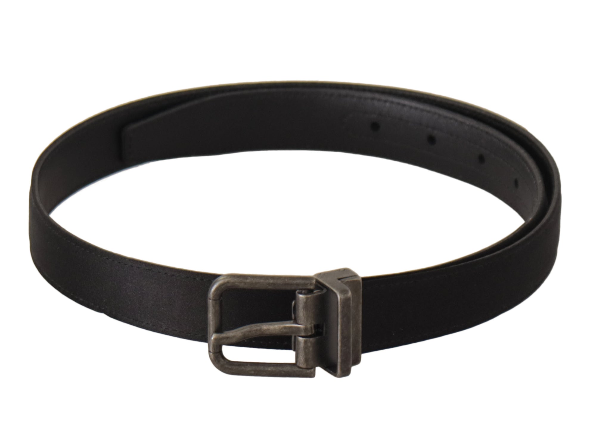 Dolce & Gabbana Black Calfskin Leather Vintage Metal Buckle Belt - Maison Luxe