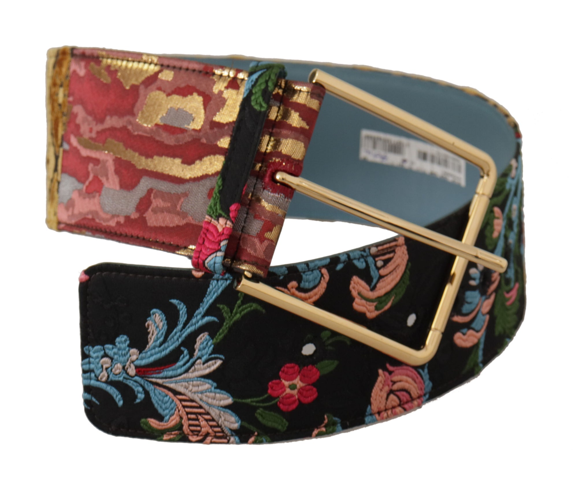 Dolce & Gabbana Multicolor Embroidered Leather Gold Metal Buckle Belt - Maison Luxe