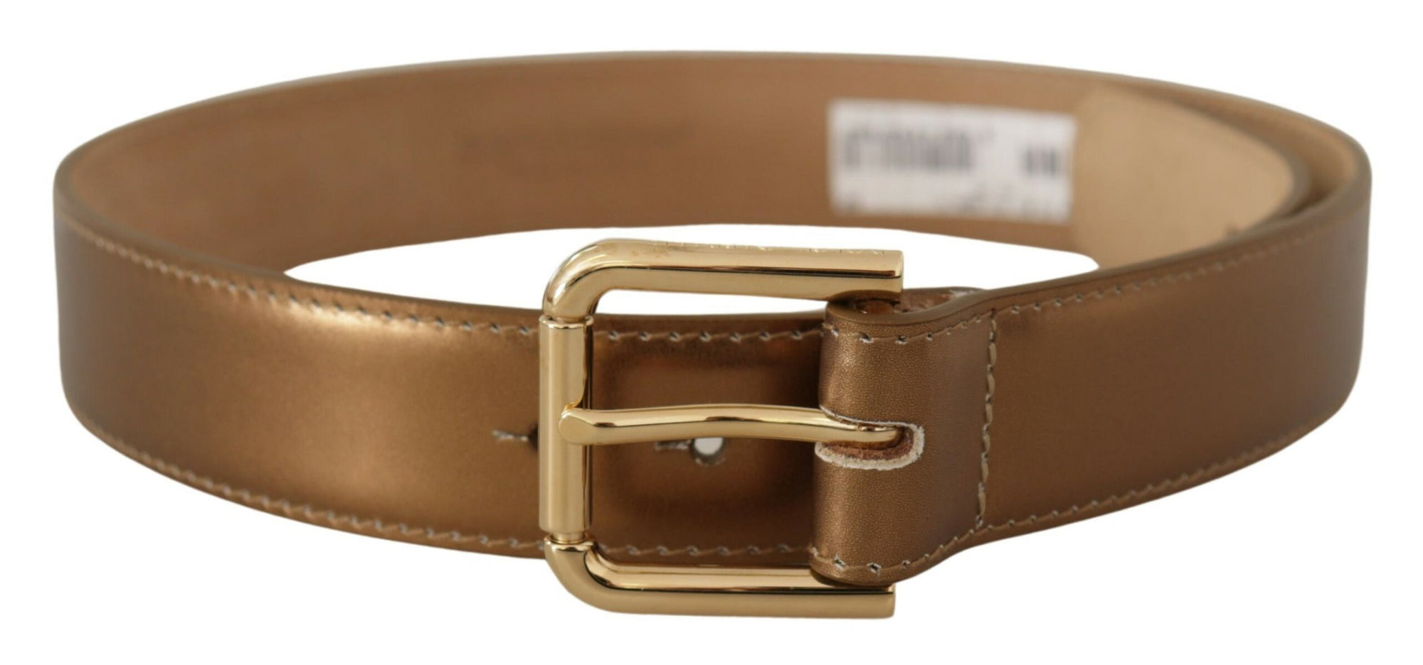 Dolce & Gabbana Bronze Leather Gold Logo Engraved Waist Buckle Belt - Maison Luxe