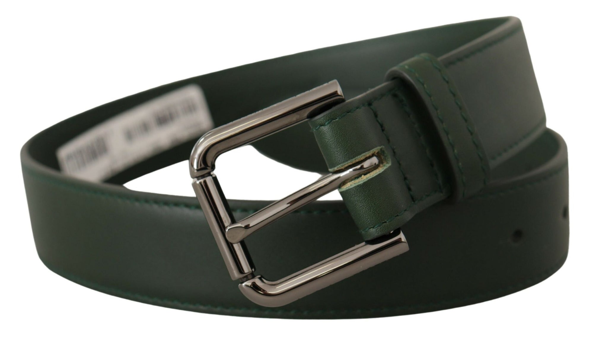 Dolce & Gabbana Army Green Leather Logo Metal Waist Buckle Belt - Maison Luxe
