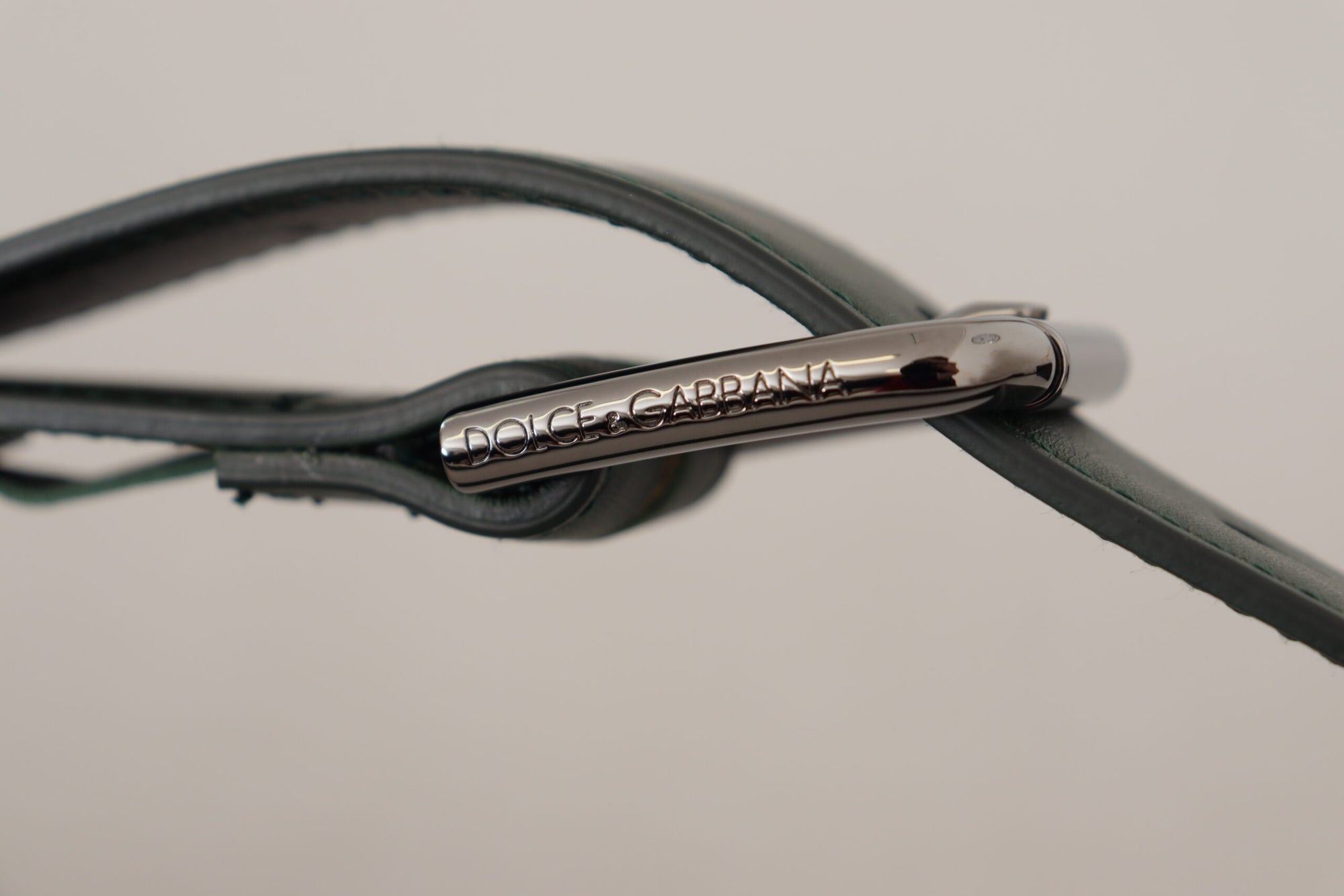 Dolce & Gabbana Army Green Leather Logo Metal Waist Buckle Belt - Maison Luxe