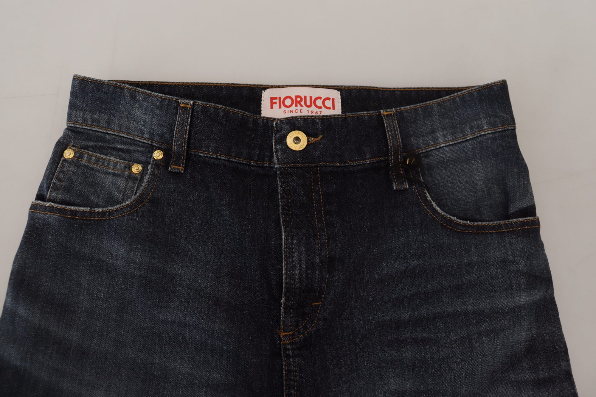 Fiorucci Dark Blue Washed Mid Waist Pencil Cut Denim Skirt