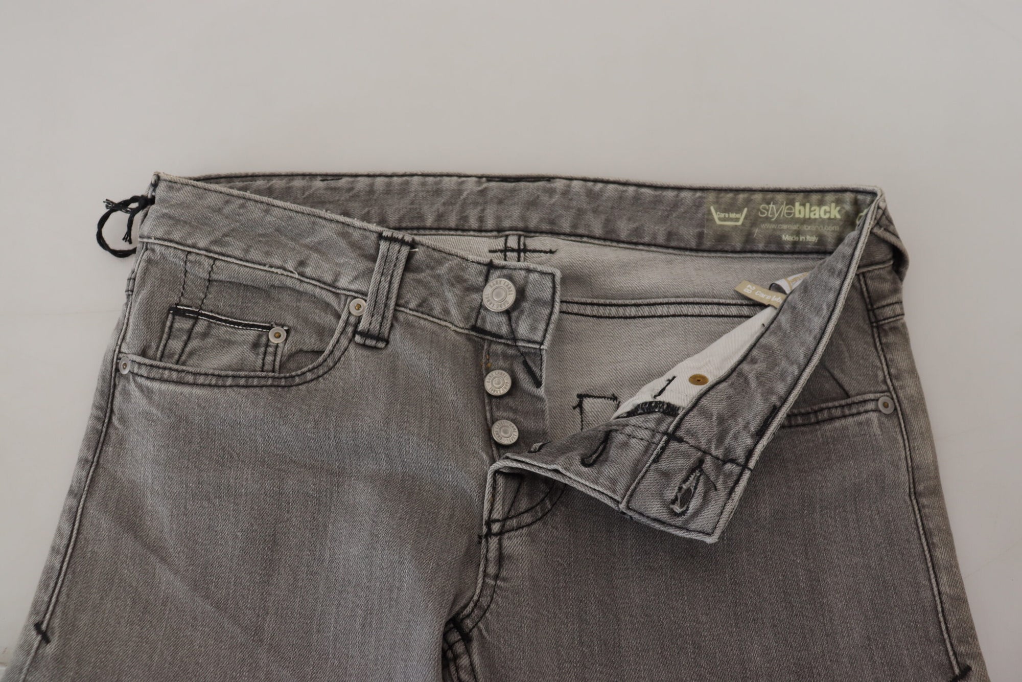 Care Label Gray Washed Cotton Skinny Women Casual Denim Jeans