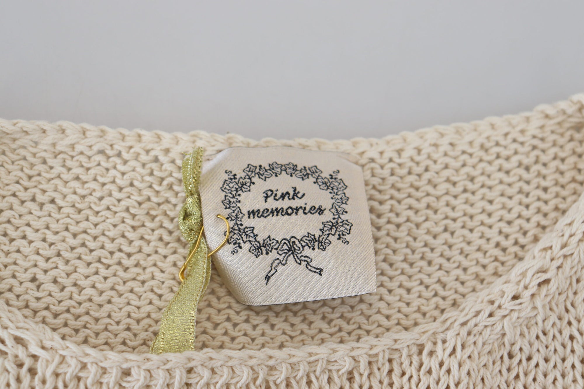 PINK MEMORIES Beige Cotton Blend Sleeveless Round Neck Tank Top