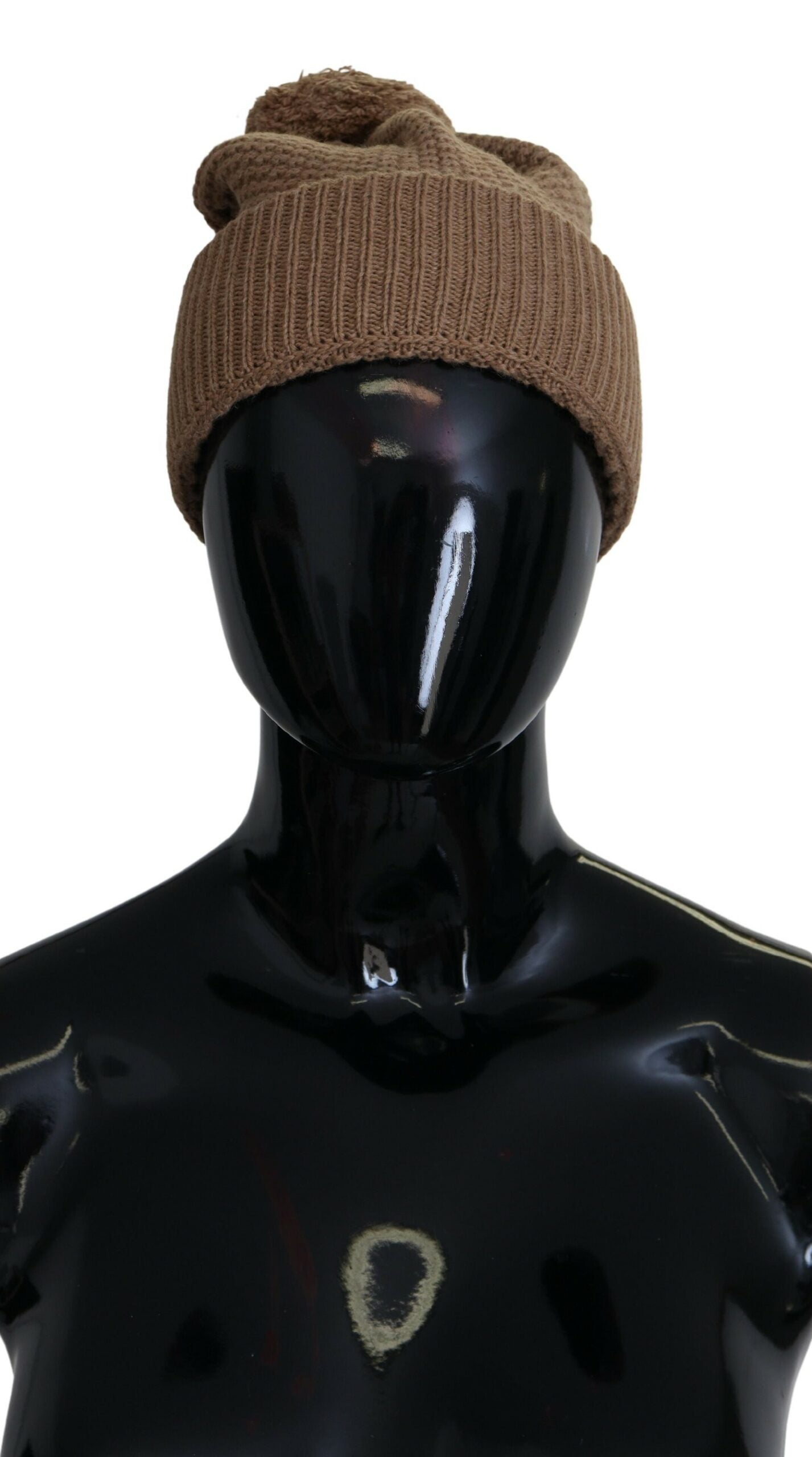 Dolce & Gabbana Brown Solid Knitted Fur Ball Winter Beanie Hat - Maison Luxe