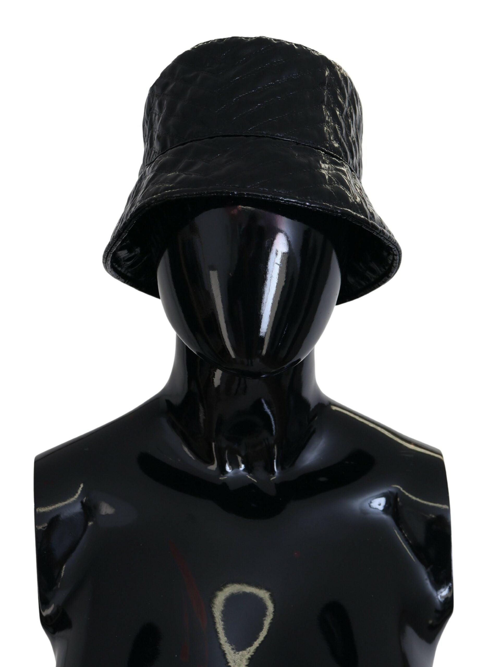 Dolce & Gabbana Black Quilted Faux Leather Women Bucket Cap Hat - Maison Luxe