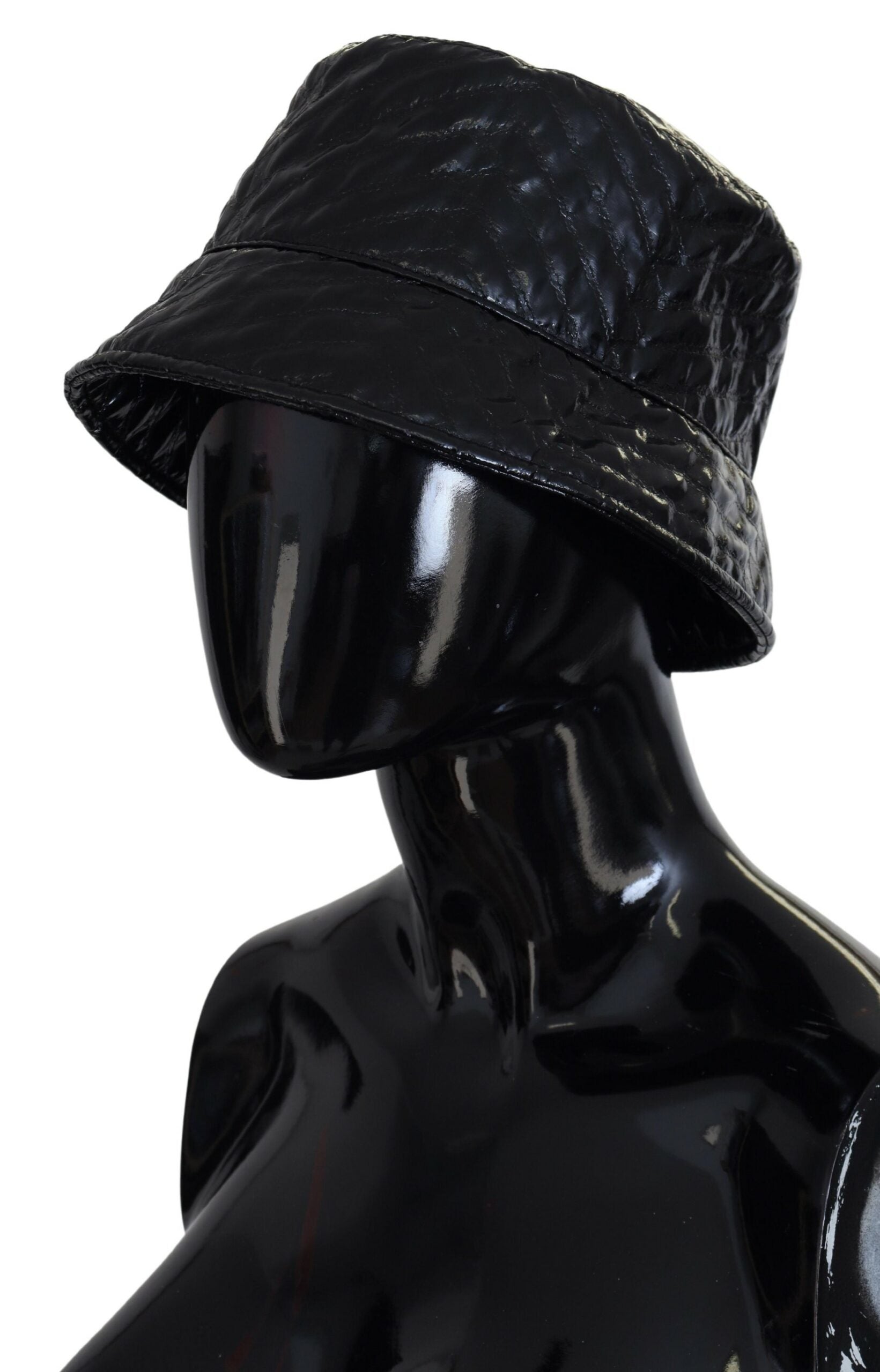 Dolce & Gabbana Black Quilted Faux Leather Women Bucket Cap Hat - Maison Luxe