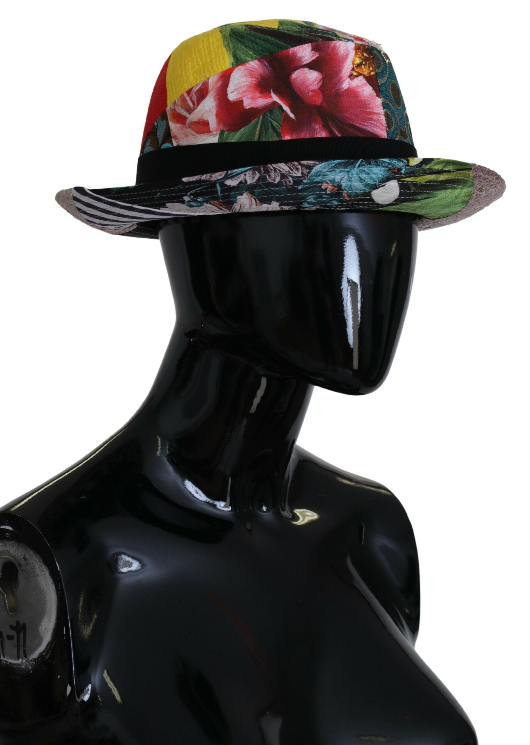 Dolce & Gabbana Multicolor Patchwork Women Fedora Wide Brim Hat - Maison Luxe