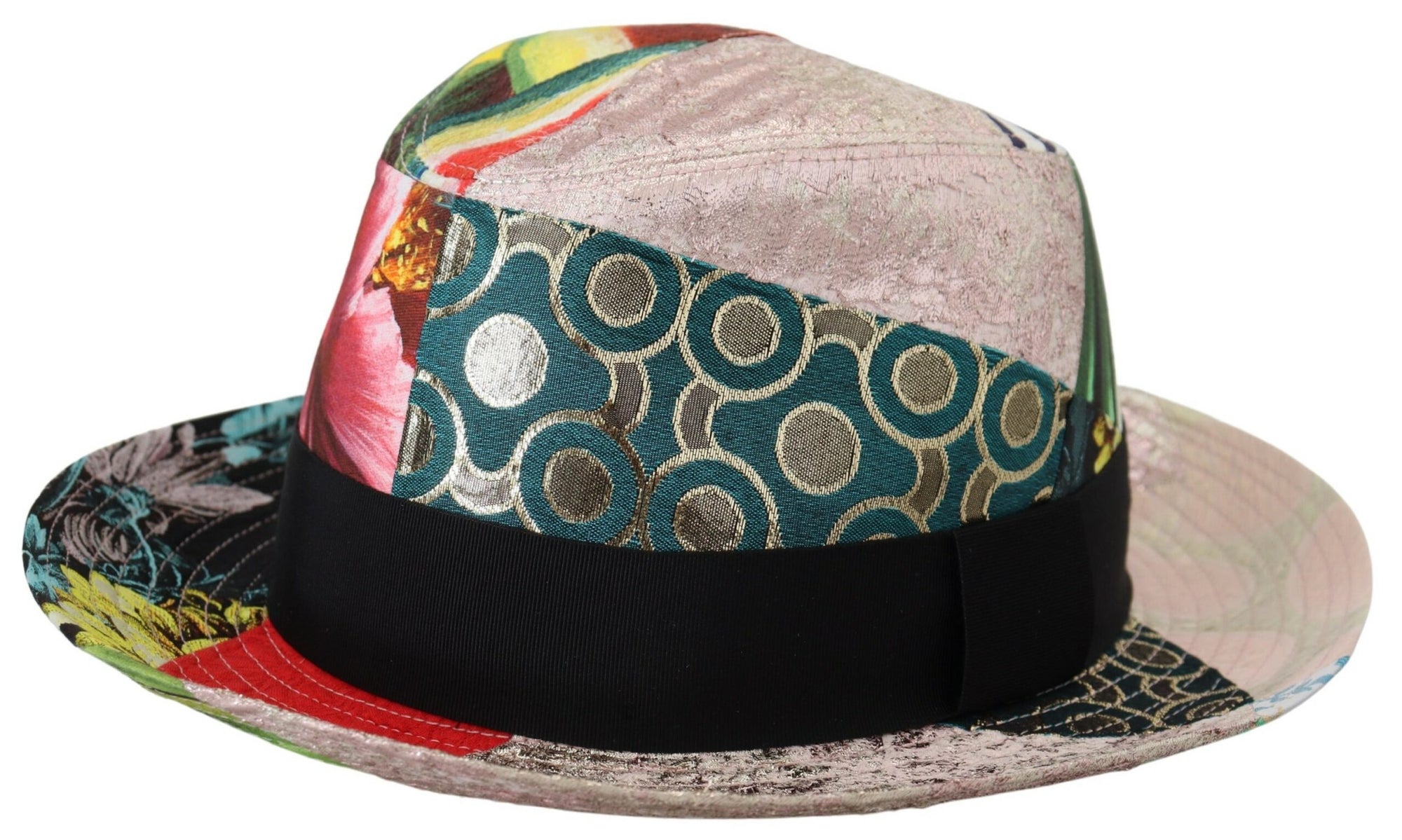 Dolce & Gabbana Multicolor Patchwork Women Fedora Wide Brim Hat - Maison Luxe