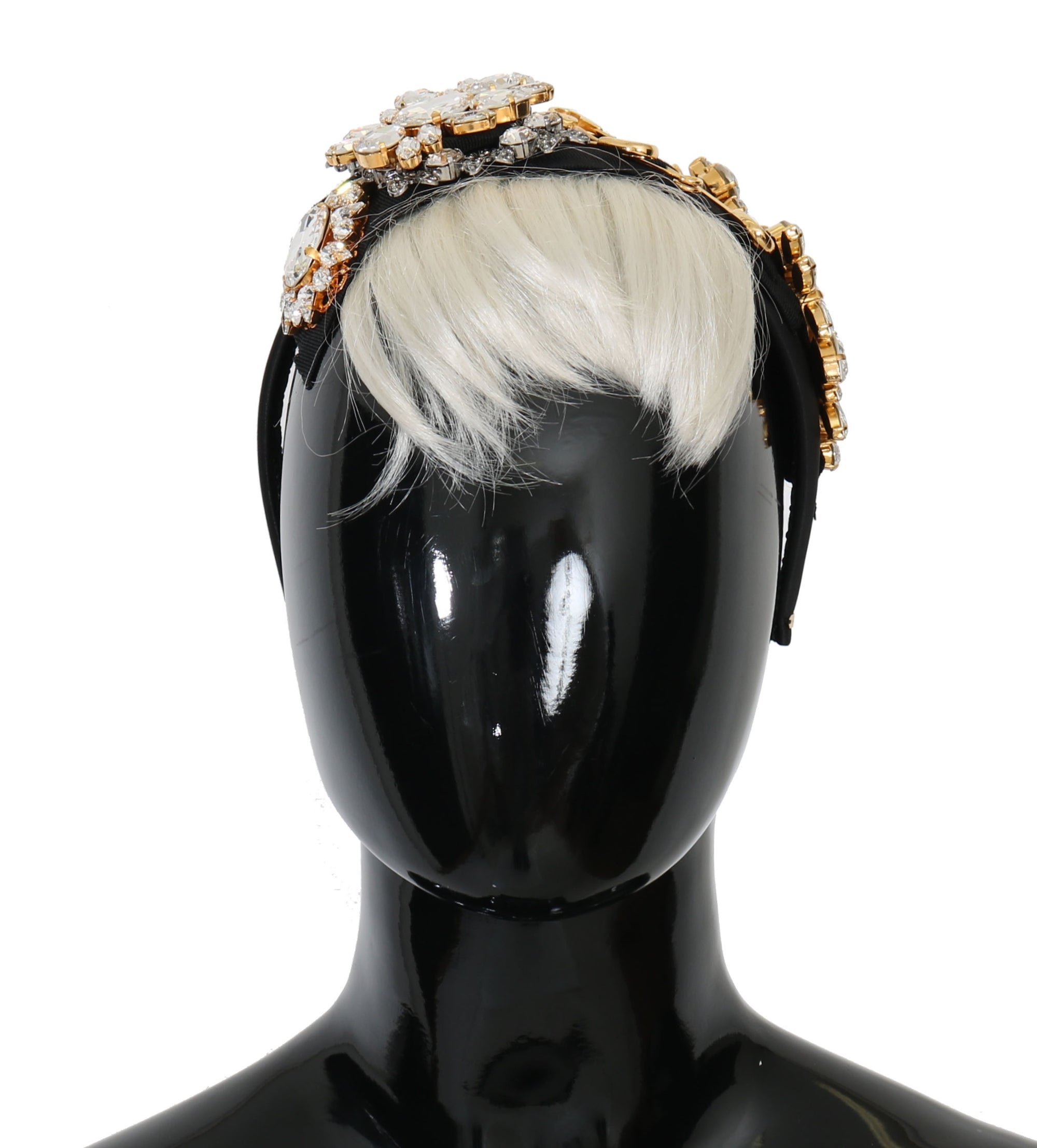 Dolce & Gabbana Black Crystal White Hair Parrucchiera Headband Diadem - Maison Luxe