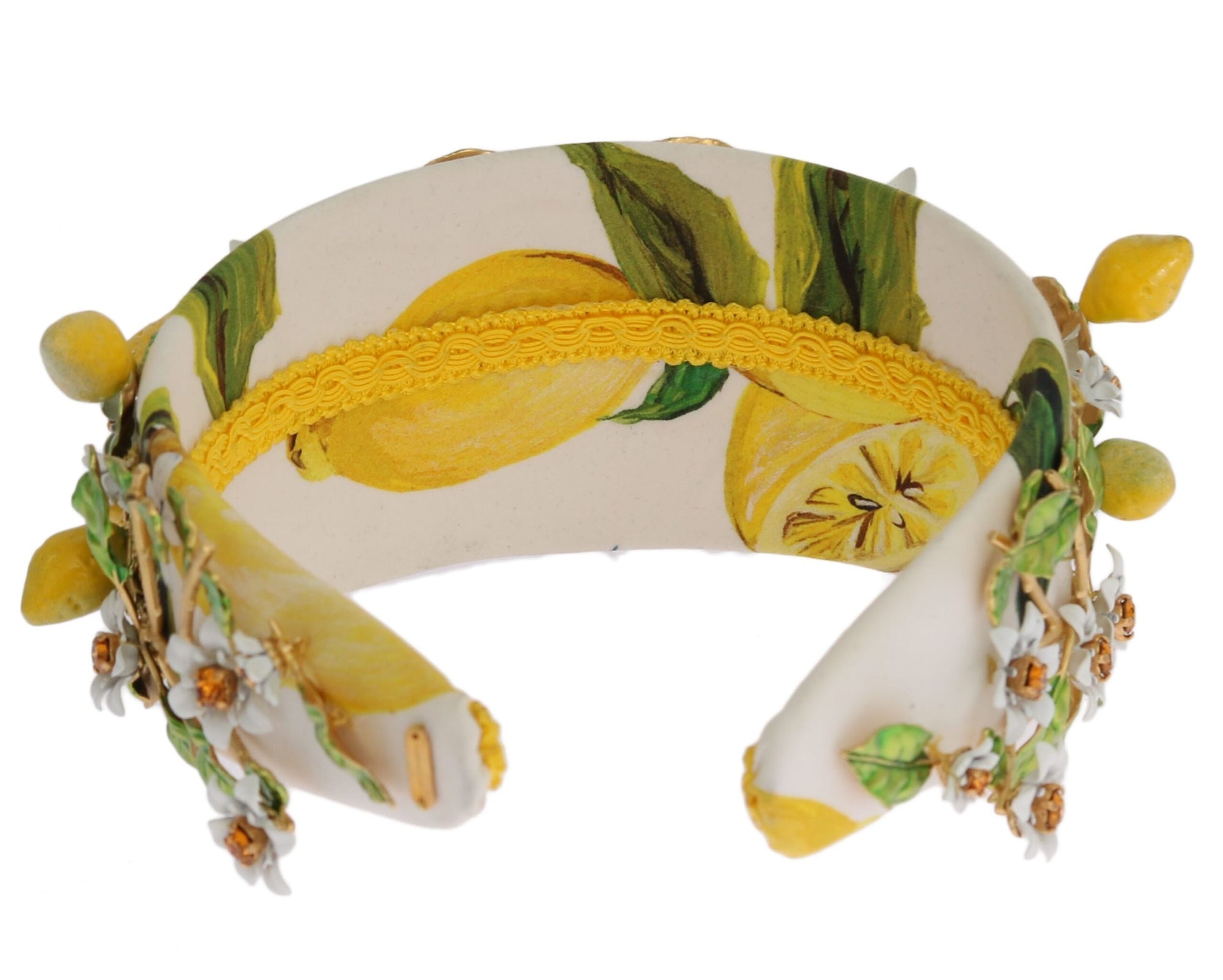 Dolce & Gabbana Yellow Lemons Sicily Crystal Diadem Tiara Headband - Maison Luxe