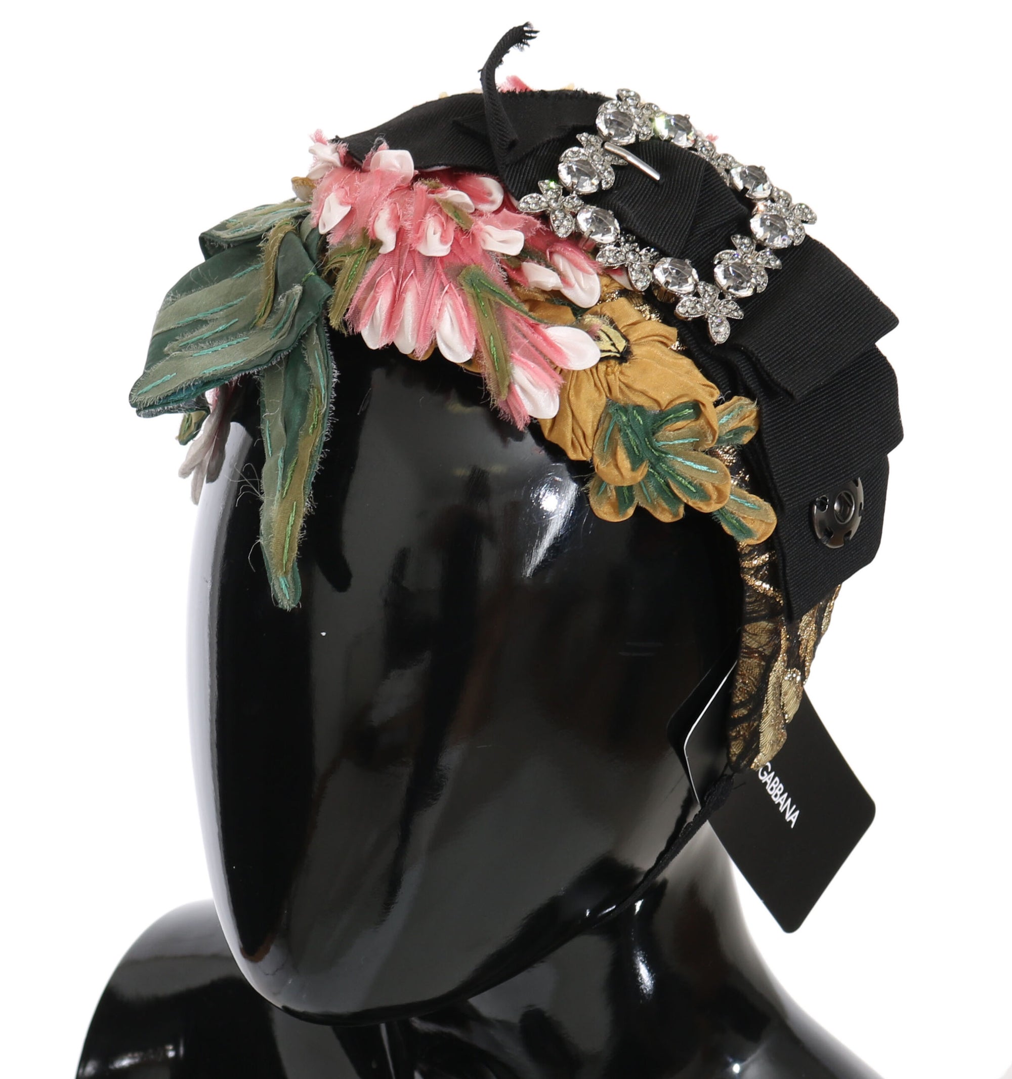Dolce & Gabbana Multicolor Tiara Floral Crystal Bow Diadem Headband - Maison Luxe