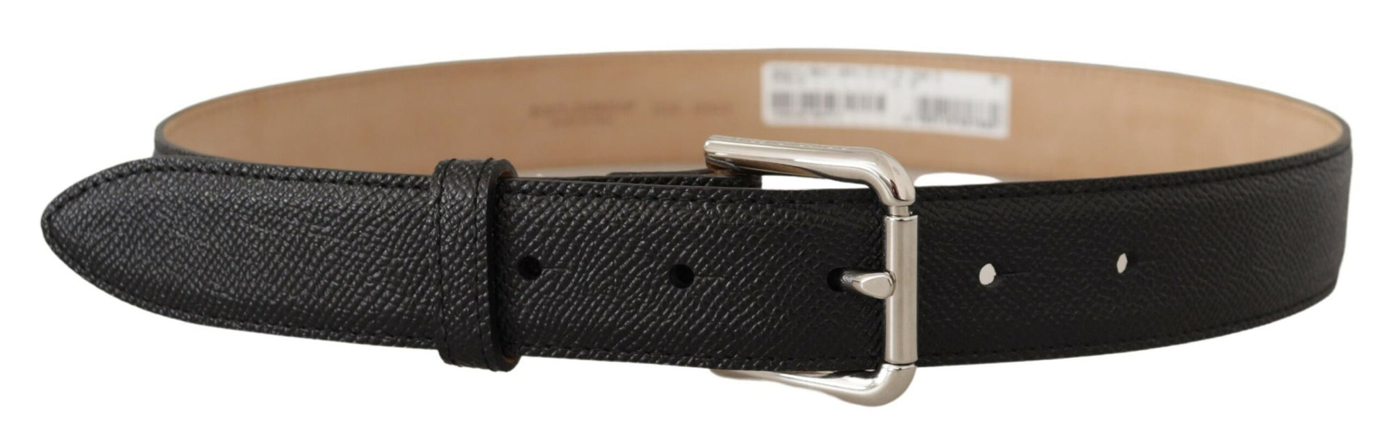 Dolce & Gabbana Black Calf Leather Brown Backend Metal Buckle Belt - Maison Luxe
