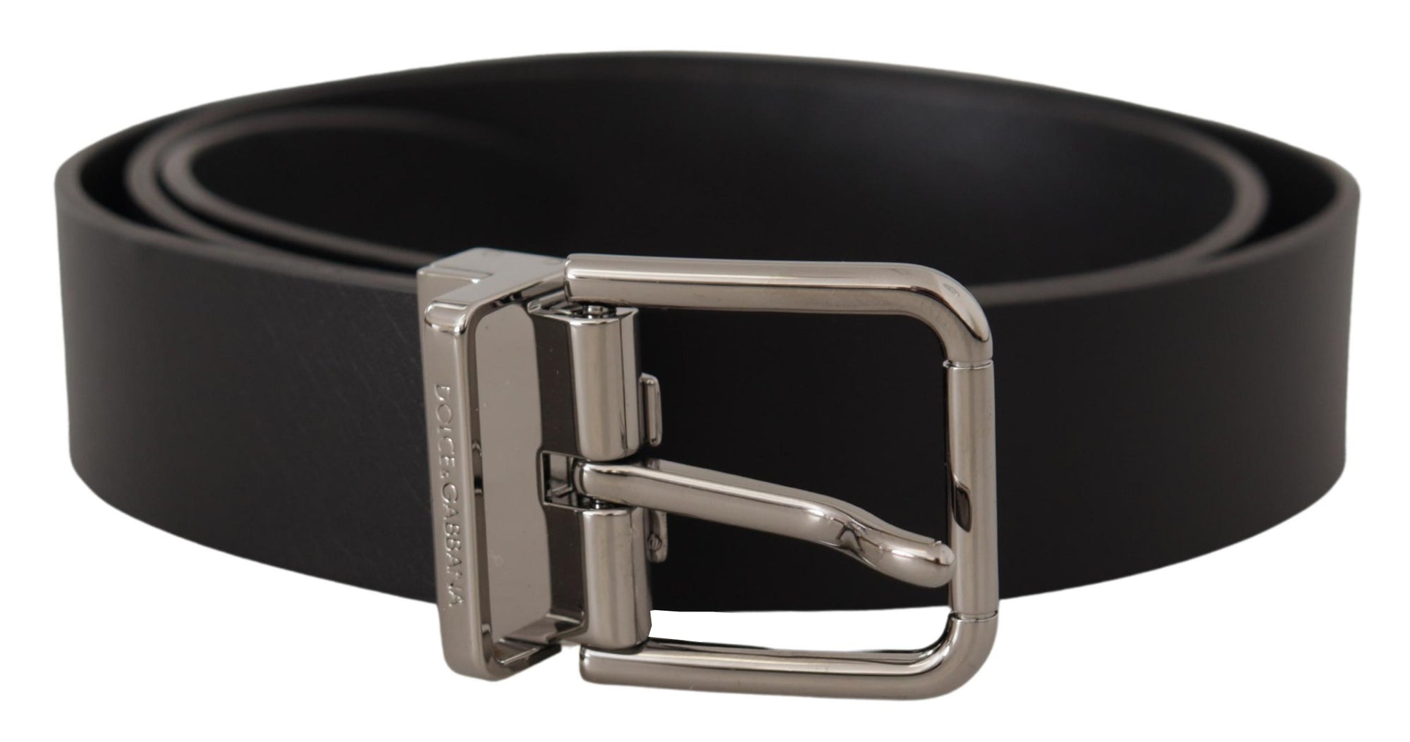 Dolce & Gabbana Black Casual Calf Leather Logo Metal Buckle Belt - Maison Luxe