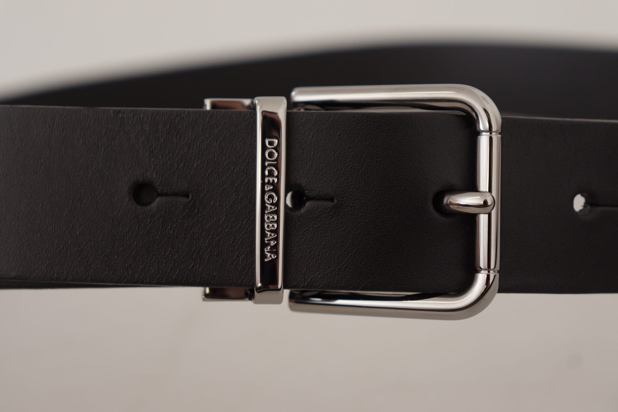 Dolce & Gabbana Black Casual Calf Leather Logo Metal Buckle Belt - Maison Luxe