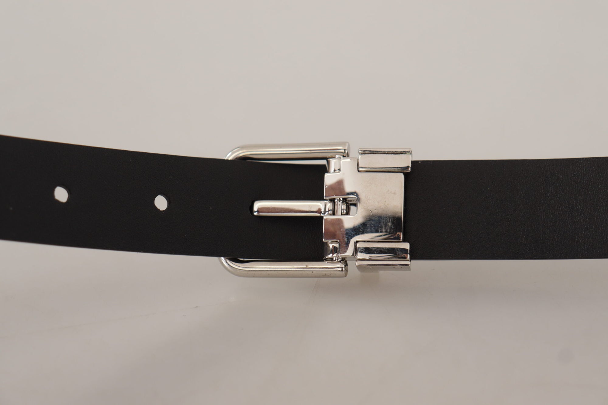 Dolce & Gabbana Black Calf Leather Classic Logo Metal Buckle Belt - Maison Luxe