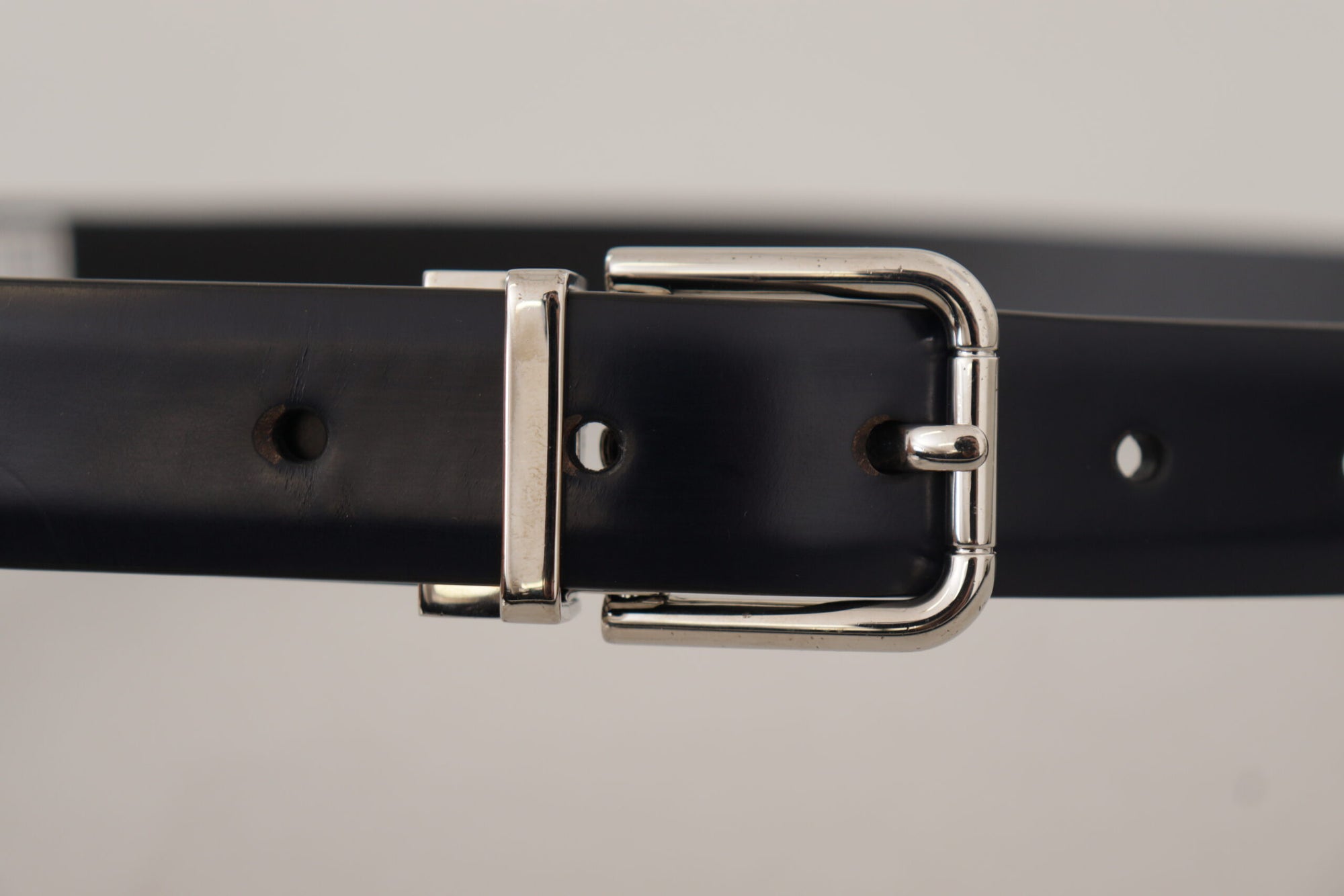 Dolce & Gabbana Black Calf Leather Classic Logo Metal Buckle Belt - Maison Luxe